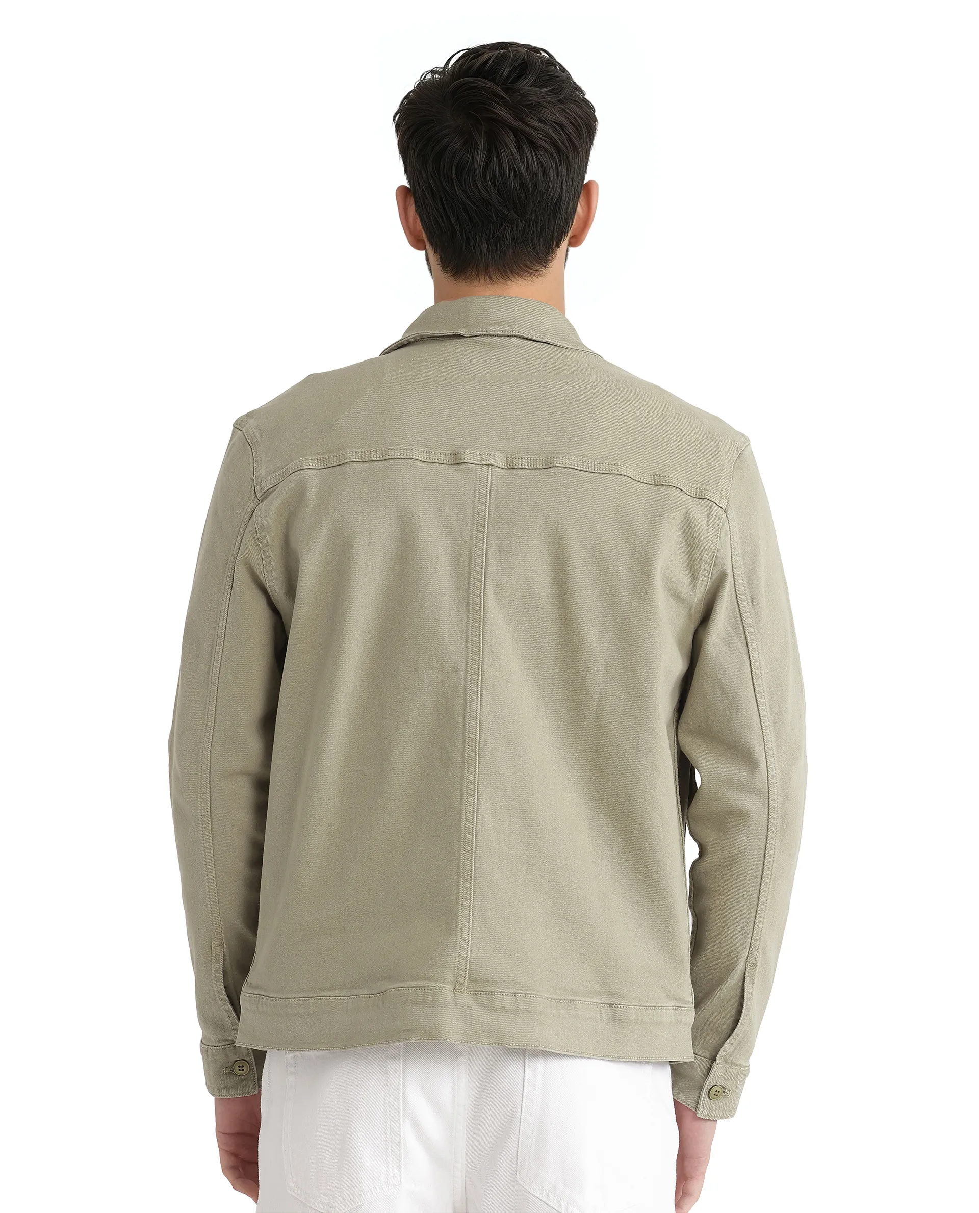 Rare Rabbit Men's Volta Pastel Green Cotton Plain Regular Fit Full Sleeve Spread Collar Jacket - Image 4