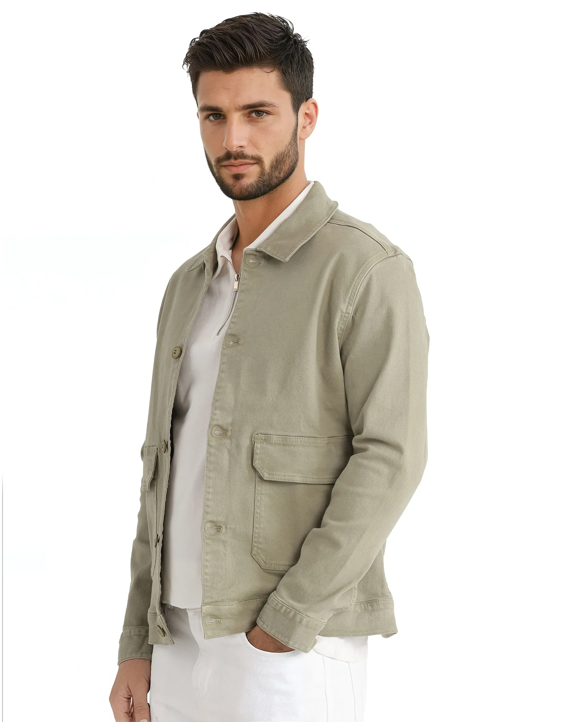 Rare Rabbit Men's Volta Pastel Green Cotton Plain Regular Fit Full Sleeve Spread Collar Jacket - Image 6