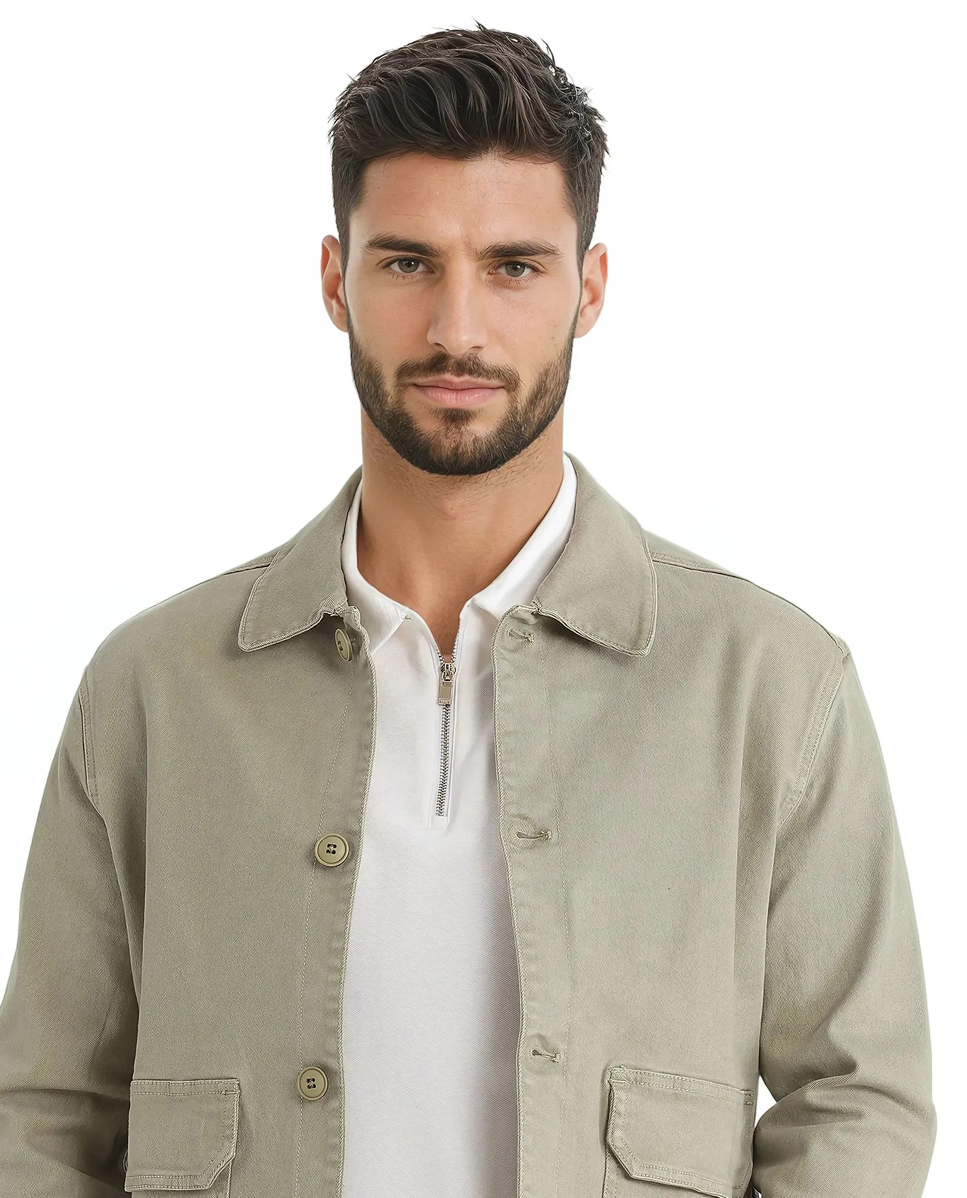 Rare Rabbit Men's Volta Pastel Green Cotton Plain Regular Fit Full Sleeve Spread Collar Jacket - Image 8