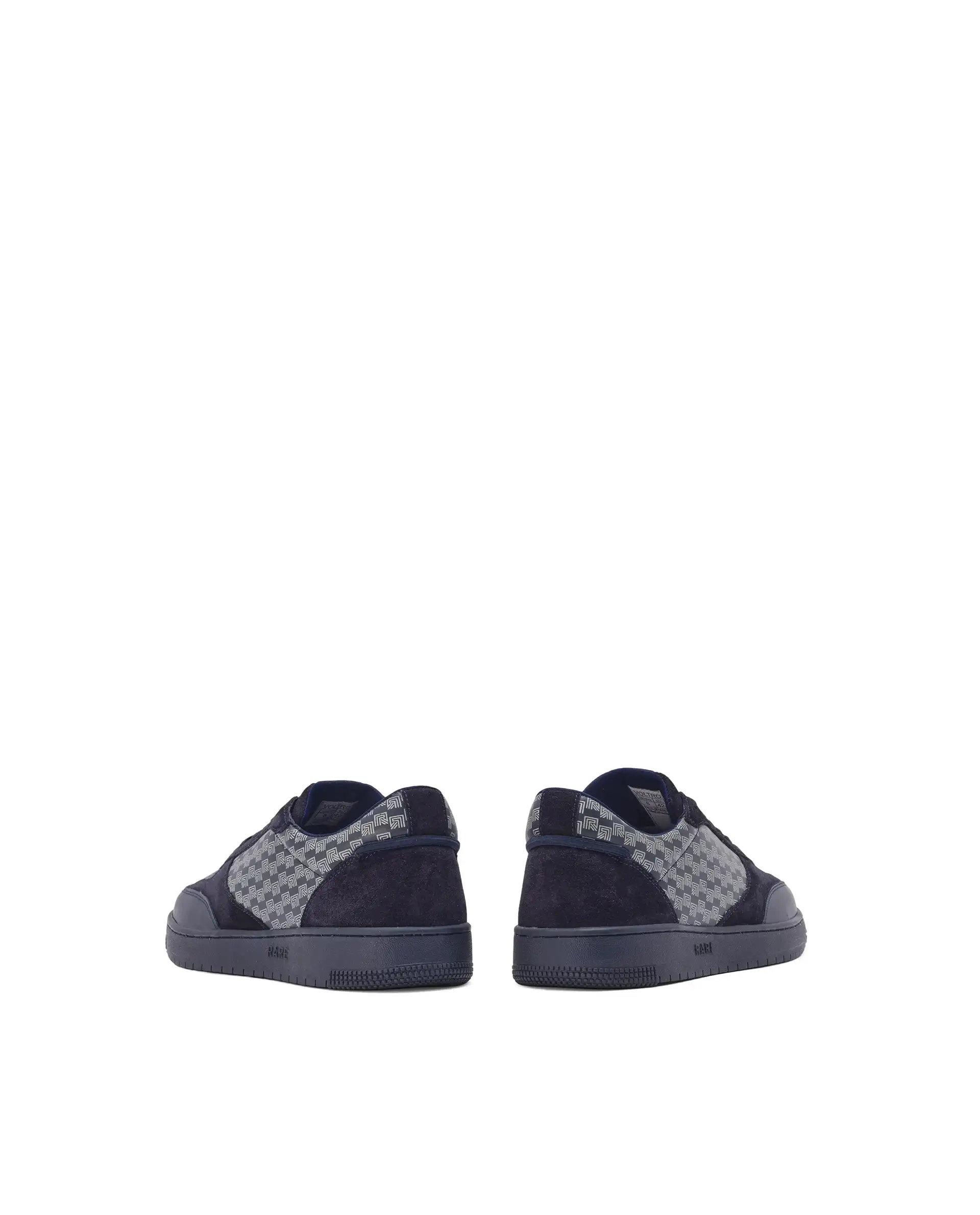 Rare Rabbir Men's Voltro Navy Genuine Leather And Suede Faros "R" Monogram Low-Top Lace-Up Sneaker Shoes - Image 5