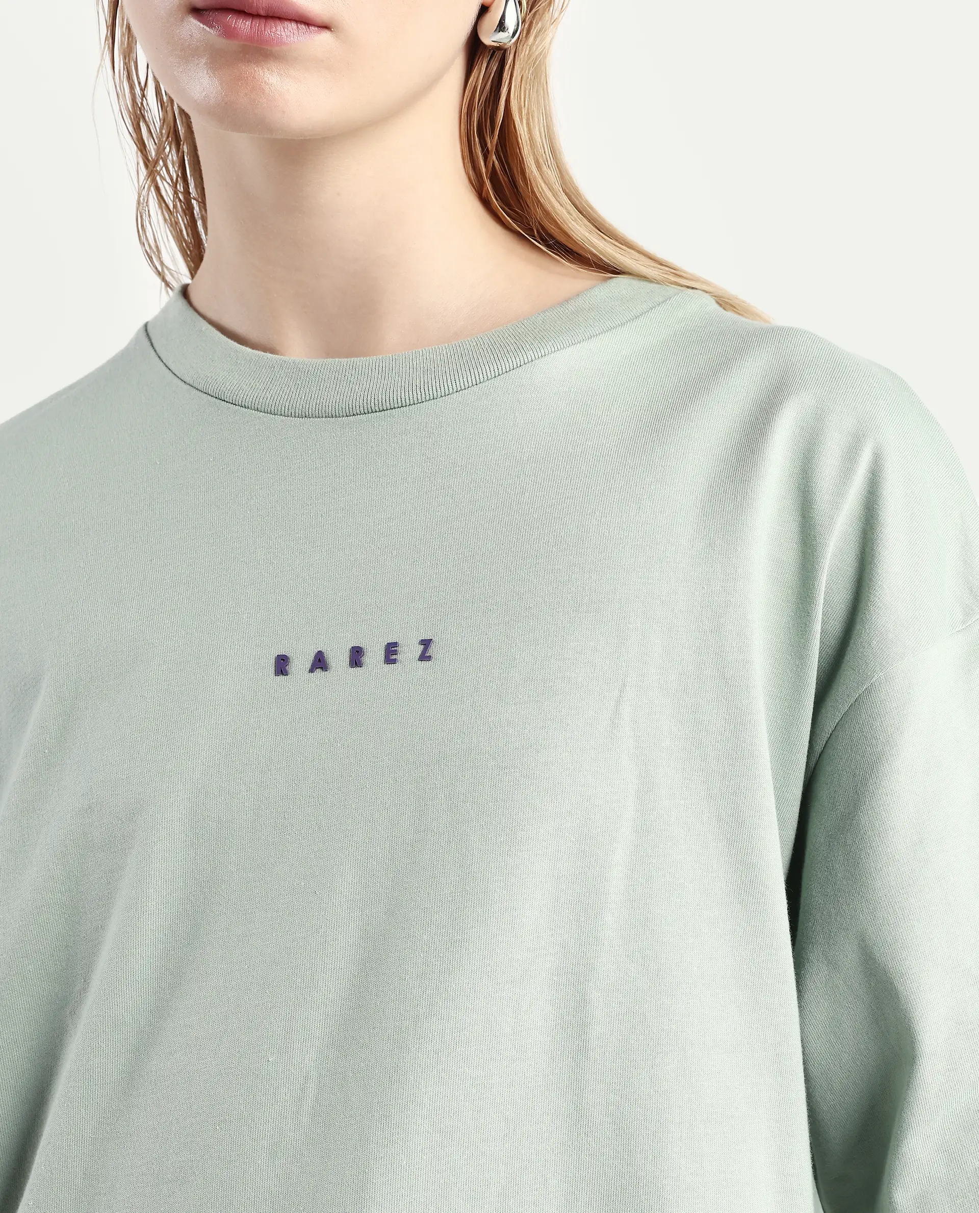 Rareism Women's Voltz Green Cotton Graphic Print Oversized T-Shirt - Image 4