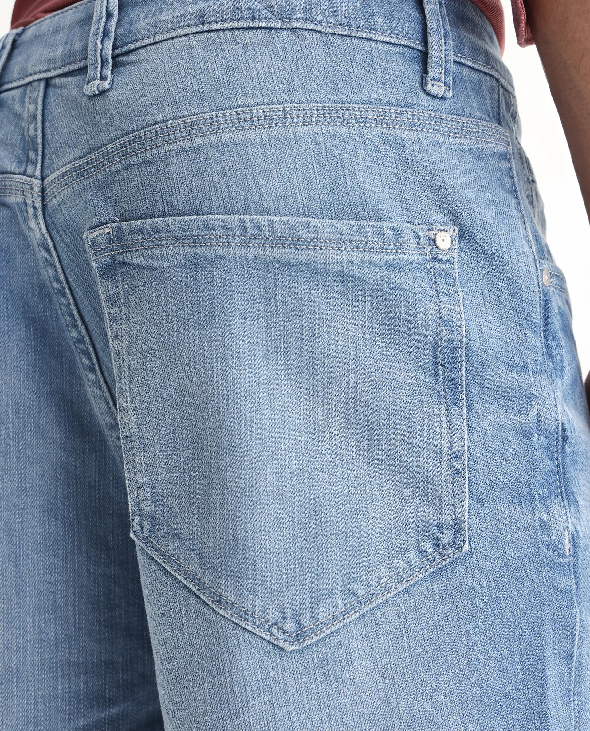 Rare Rabbit Men's Vort Light Blue Cotton Blend Plain Baggy Fit Jeans - Image 8