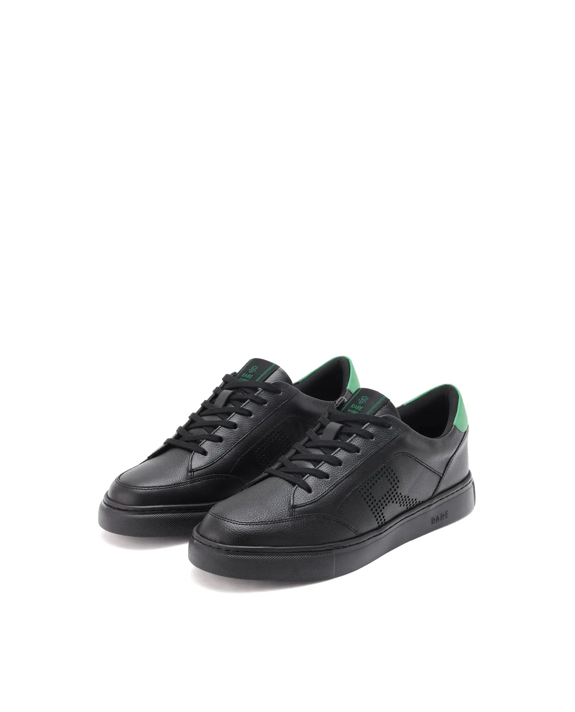 Rare Rabbit Men Vortex Black Low-Top Genuine Leather Lazer Lace-Up Sneaker Shoes - Image 3
