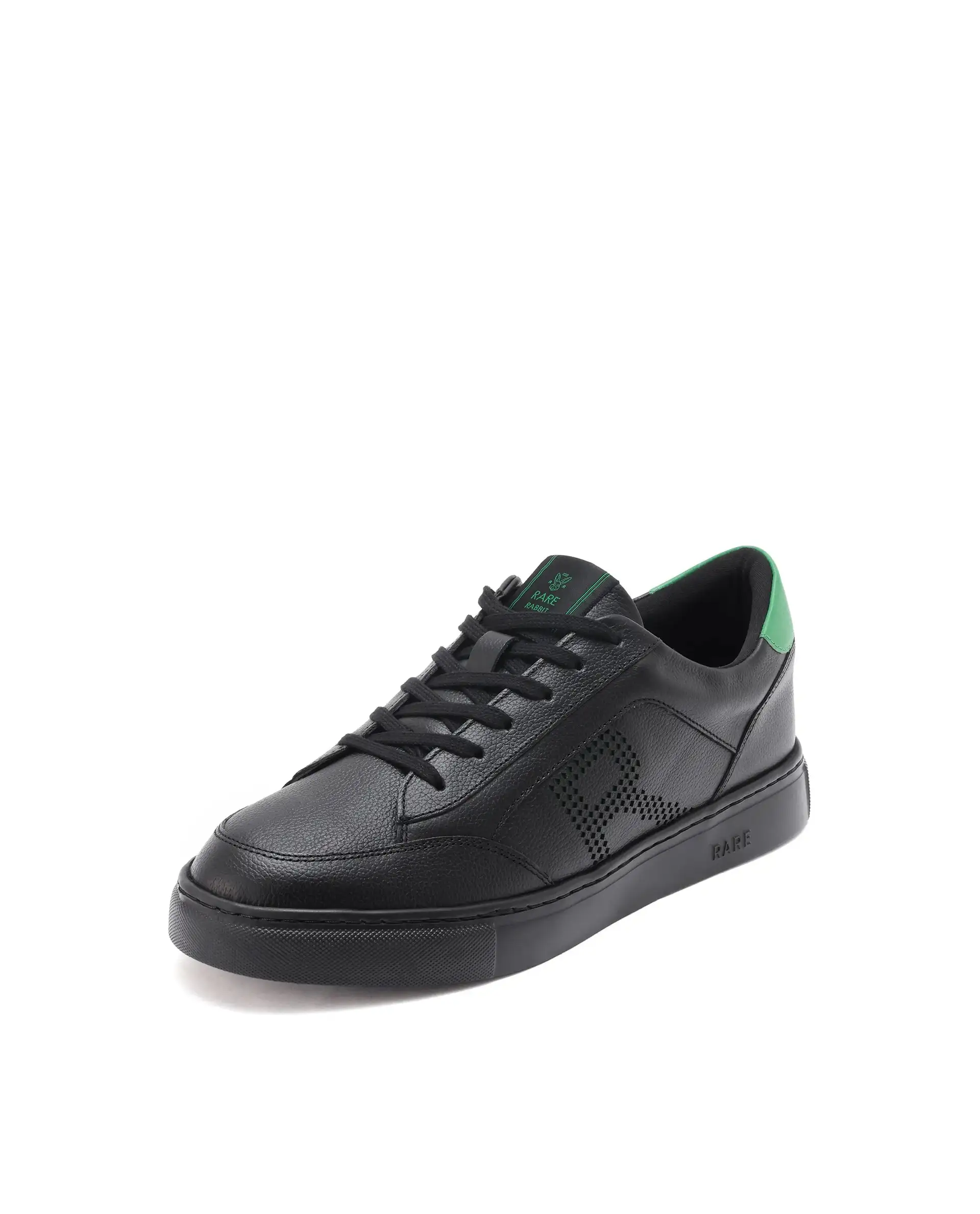 Rare Rabbit Men Vortex Black Low-Top Genuine Leather Lazer Lace-Up Sneaker Shoes - Image 5