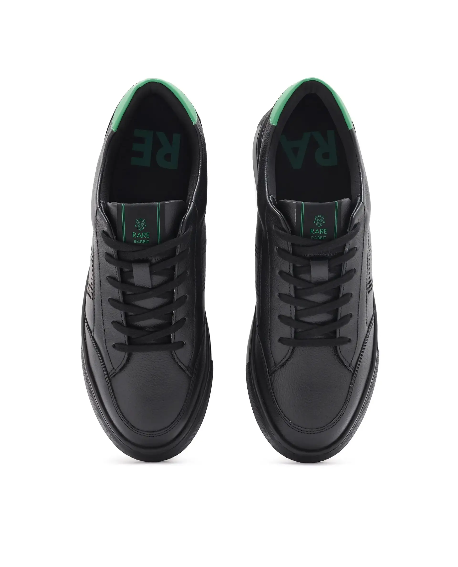 Rare Rabbit Men Vortex Black Low-Top Genuine Leather Lazer Lace-Up Sneaker Shoes - Image 6