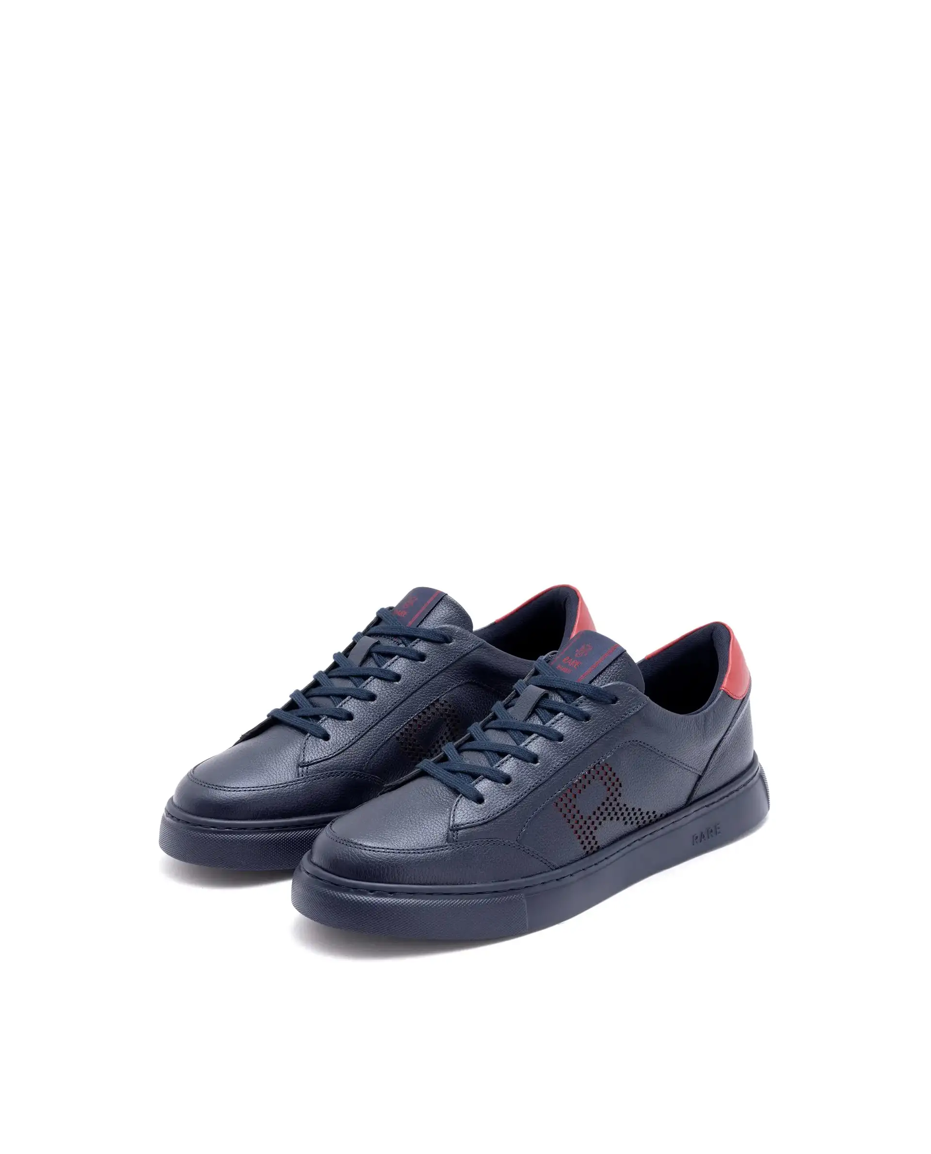 Rare Rabbit Men Vortex Navy Low-Top Genuine Leather Lazer Lace-Up Sneaker Shoes - Image 3