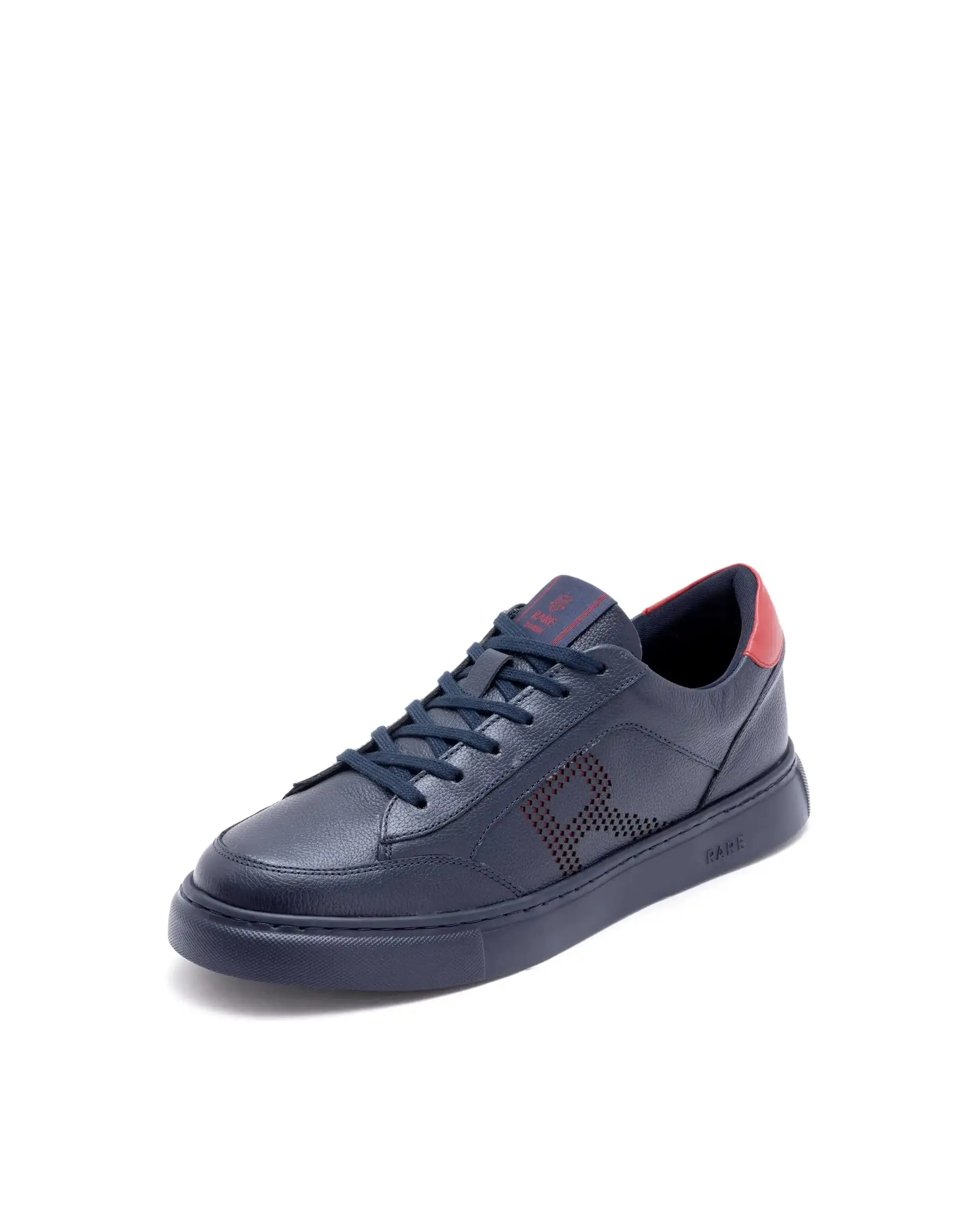 Rare Rabbit Men Vortex Navy Low-Top Genuine Leather Lazer Lace-Up Sneaker Shoes - Image 4