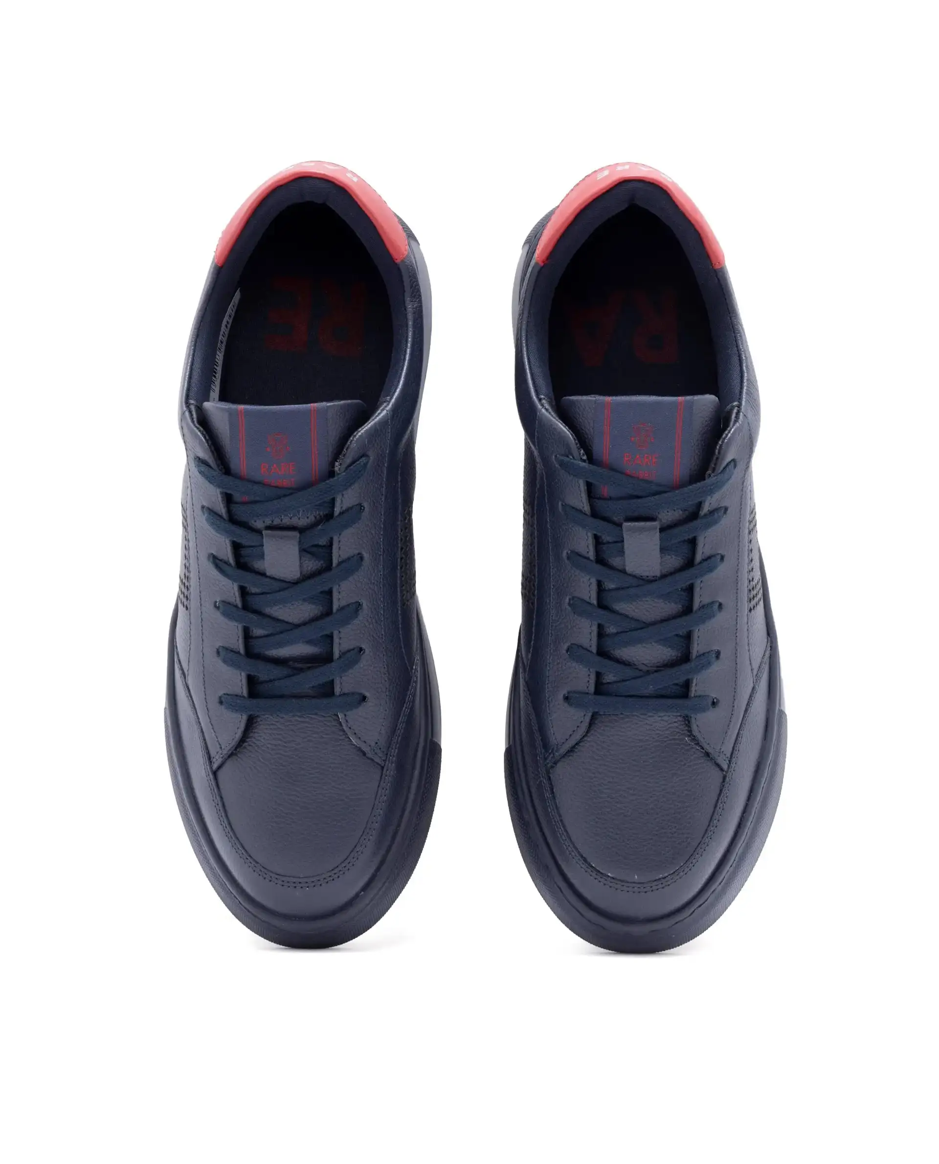 Rare Rabbit Men Vortex Navy Low-Top Genuine Leather Lazer Lace-Up Sneaker Shoes - Image 7