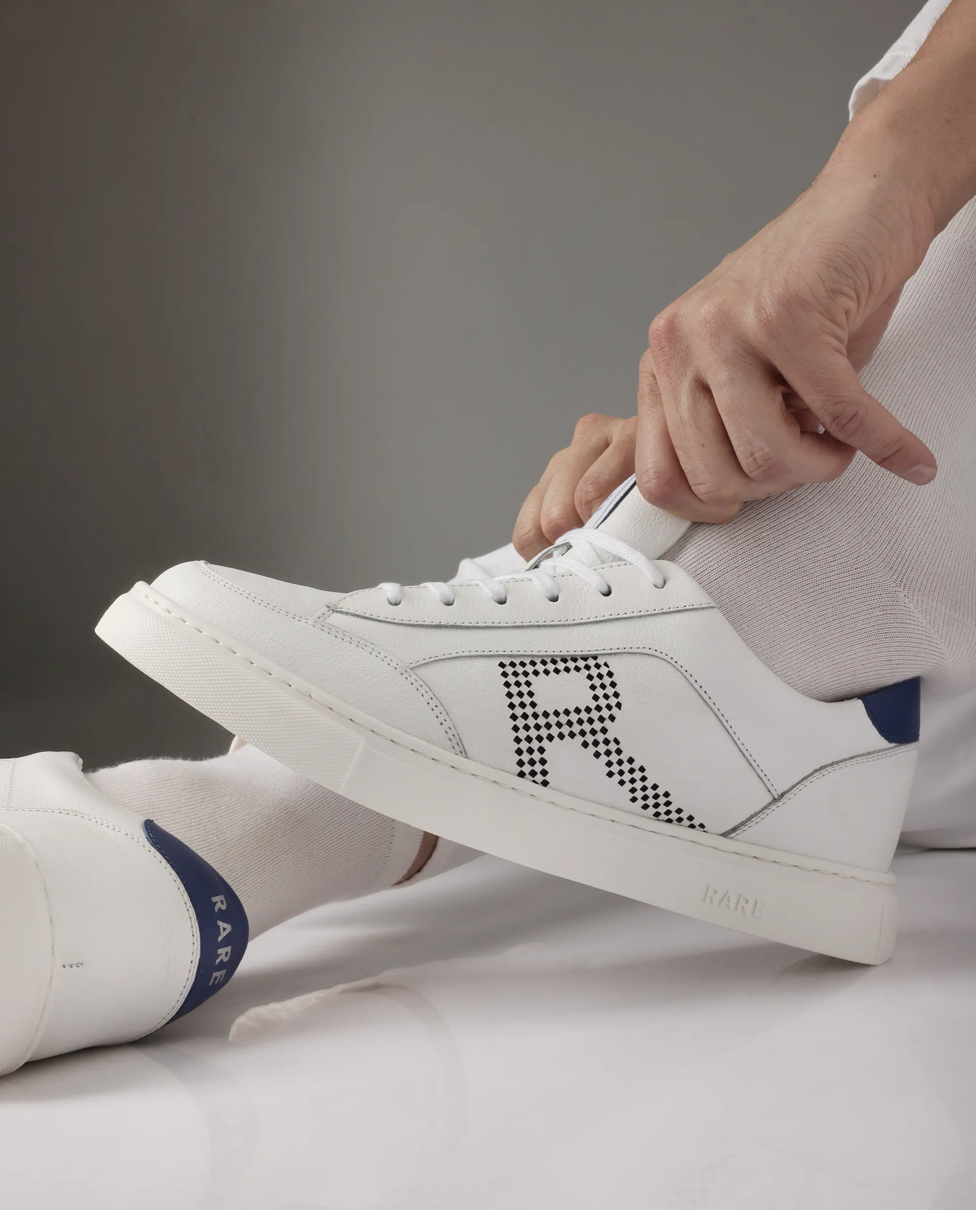 Rare Rabbit Men Vortex White Low-Top Genuine Leather Lazer Lace-Up Sneaker Shoes - Image 2