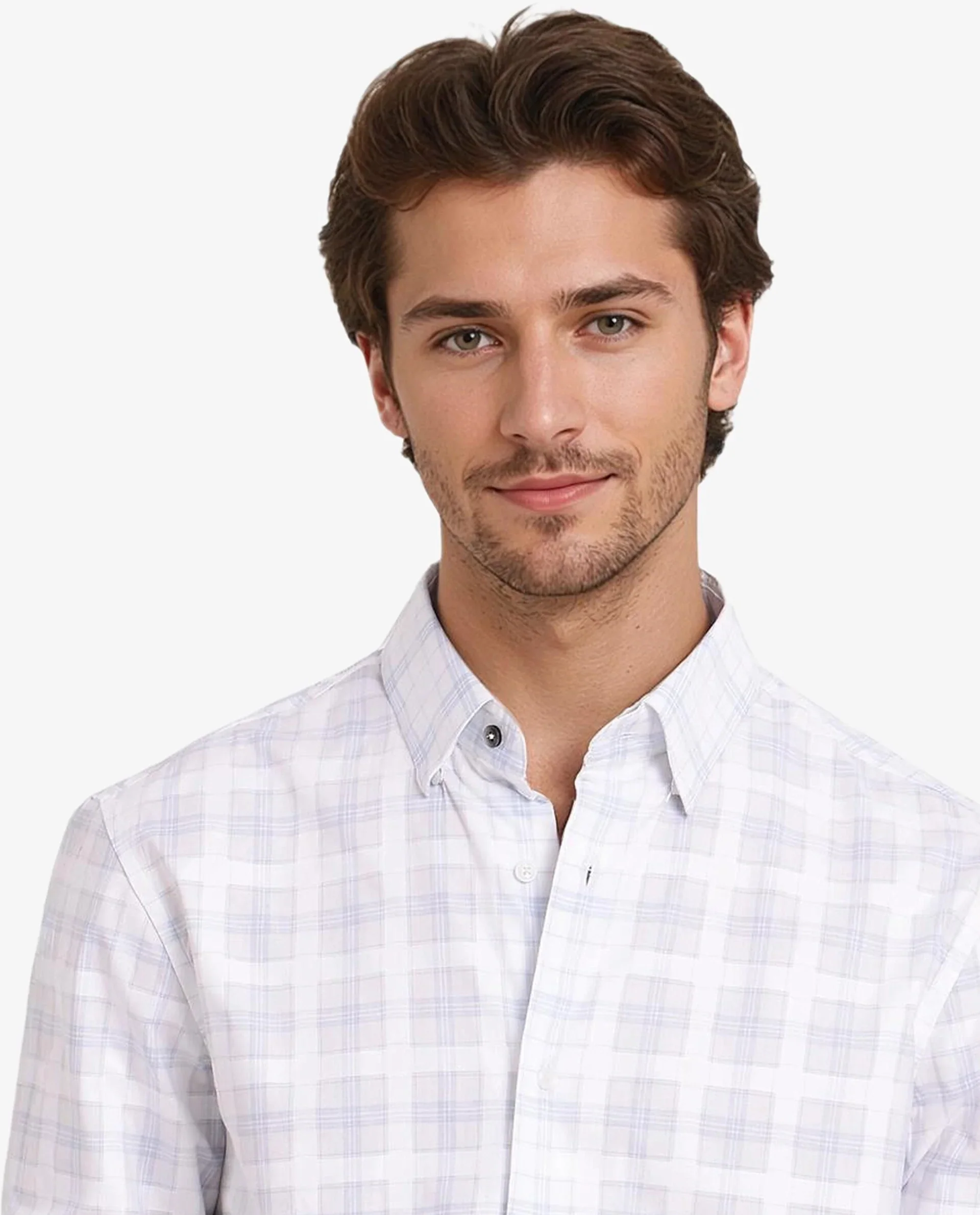 Rare Rabbit Men's Vory White Cotton Checked Print Regular Fit Full Sleeve Collared Shirt - Image 3