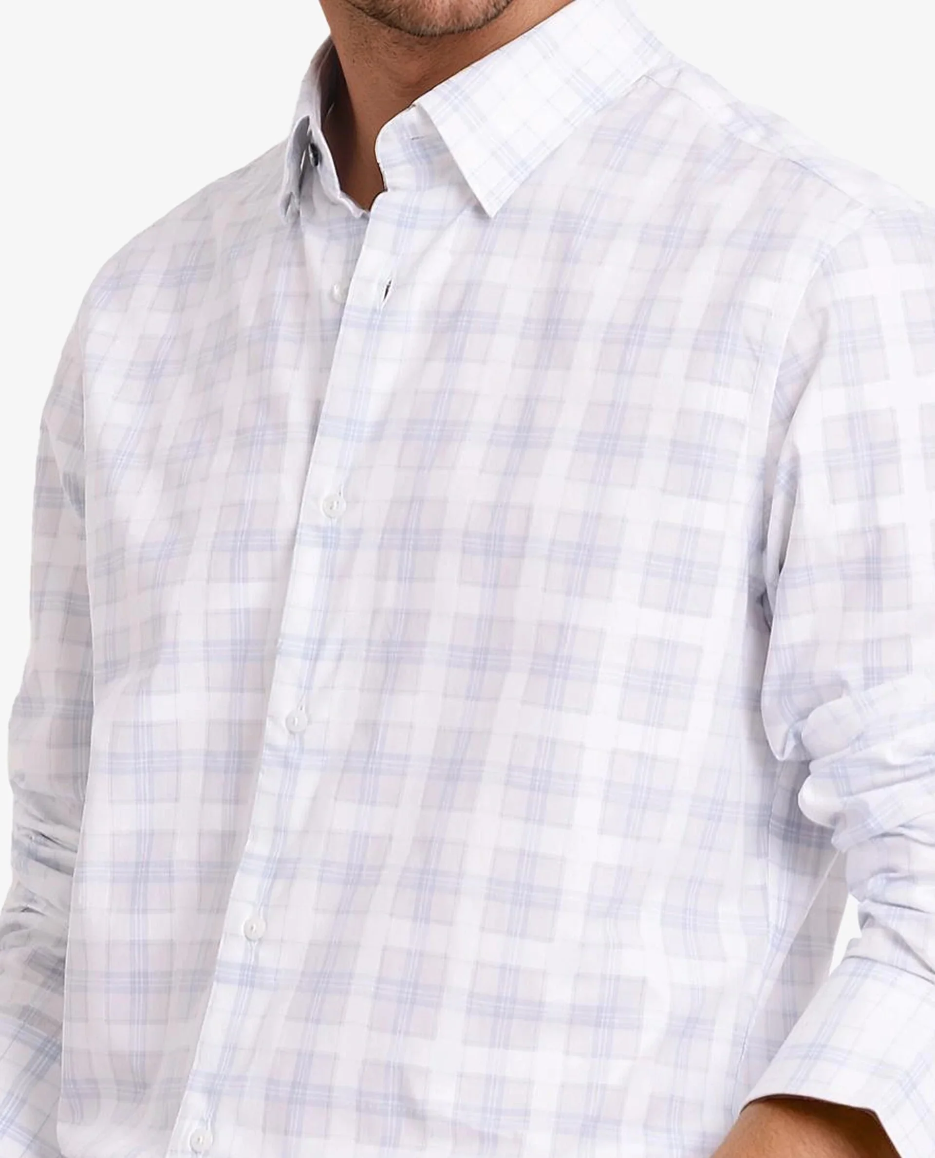 Rare Rabbit Men's Vory White Cotton Checked Print Regular Fit Full Sleeve Collared Shirt - Image 7
