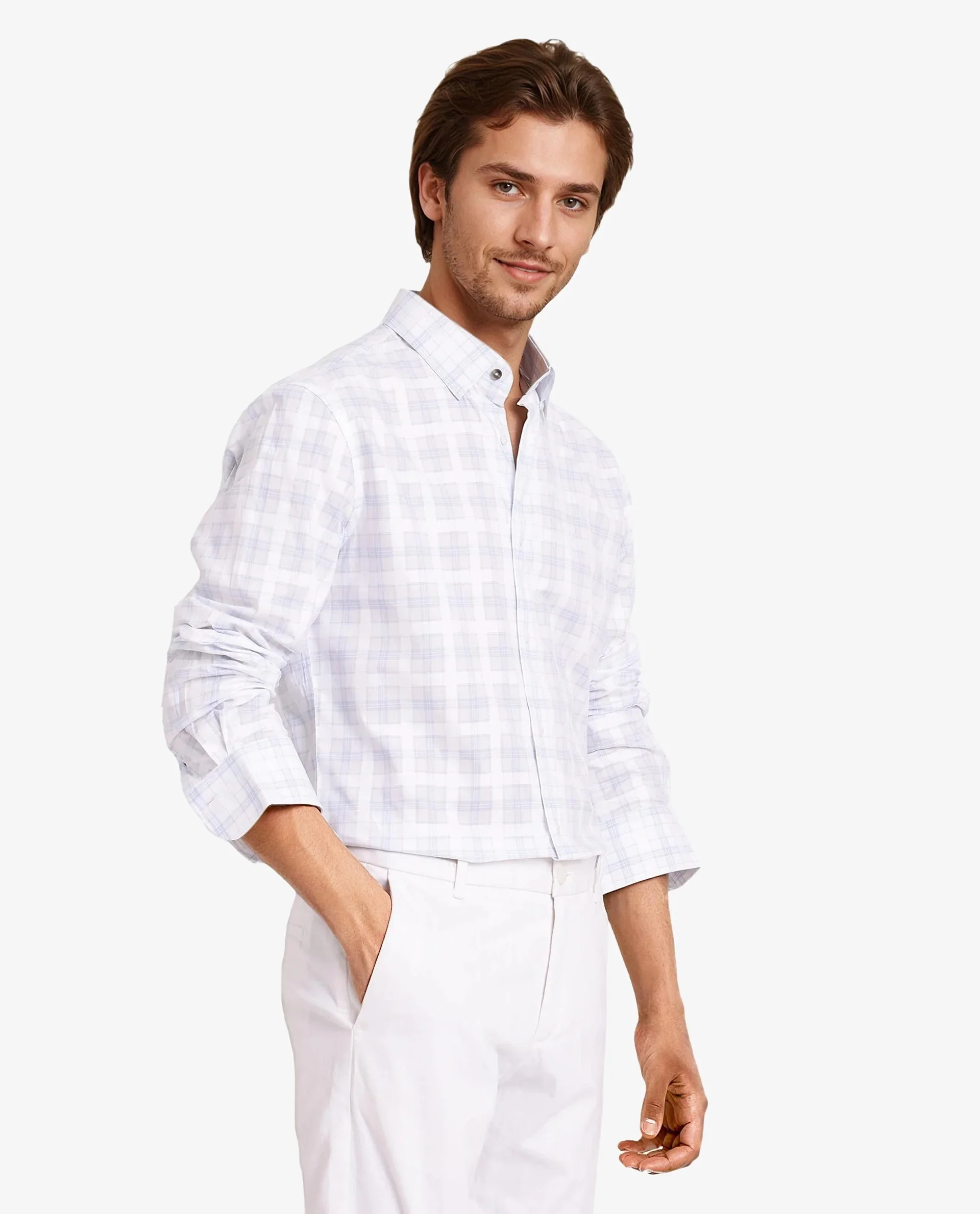 Rare Rabbit Men's Vory White Cotton Checked Print Regular Fit Full Sleeve Collared Shirt - Image 8