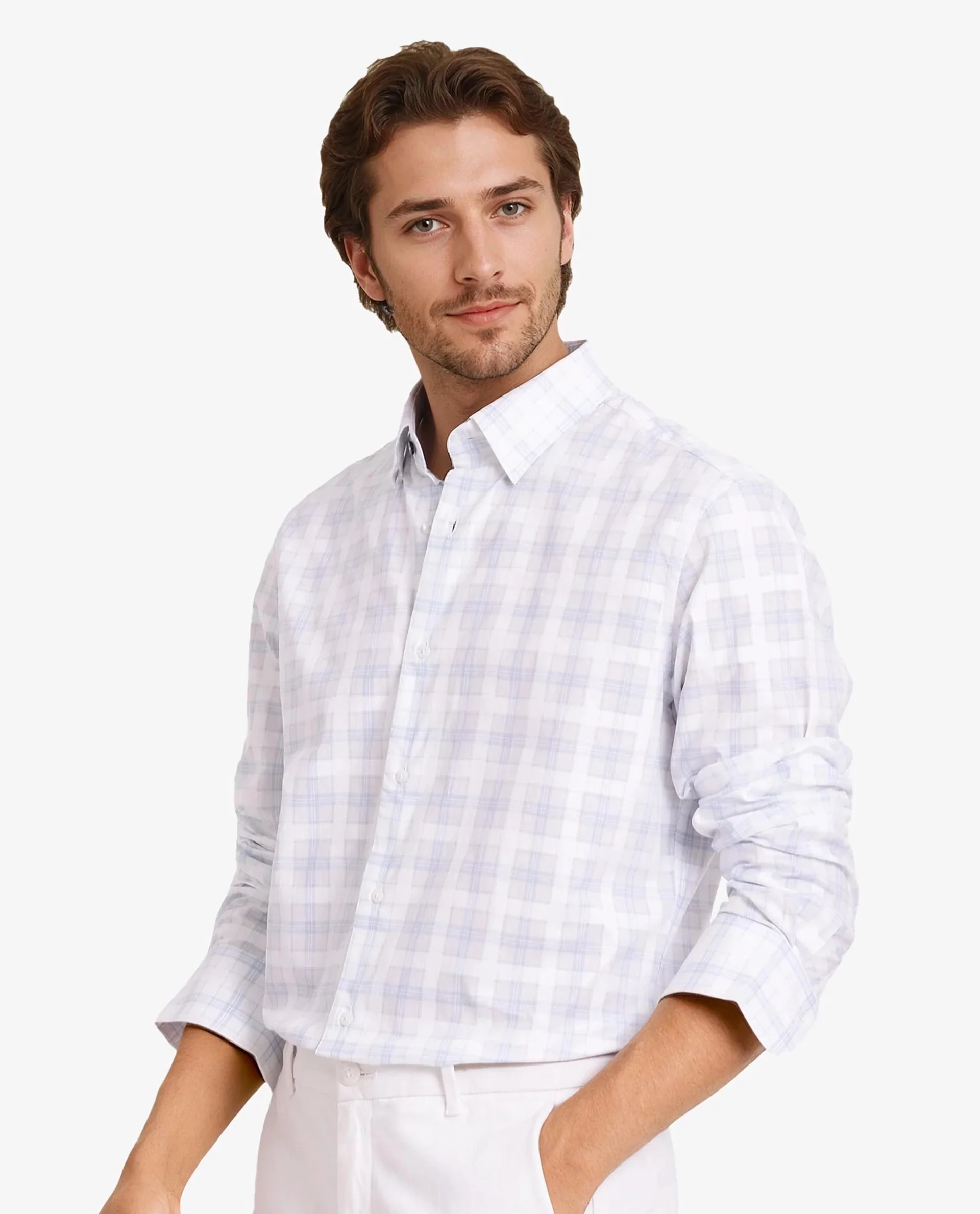 Rare Rabbit Men's Vory White Cotton Checked Print Regular Fit Full Sleeve Collared Shirt - Image 9