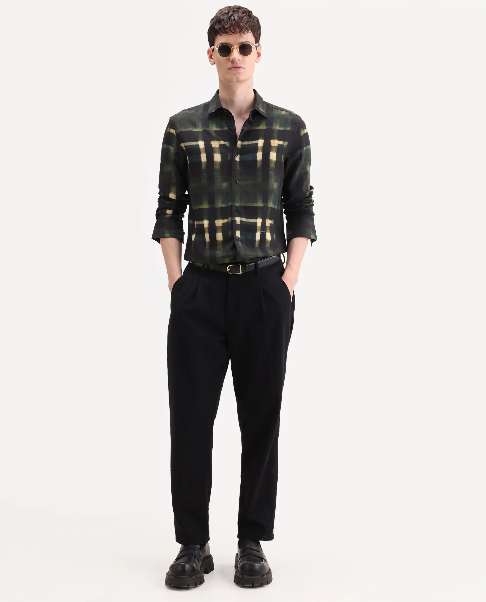 Rare Rabbit Men's Voss Green Viscose Fabric Full Sleeve Spread Collar Regular Abstract Print Shirt - Image 2