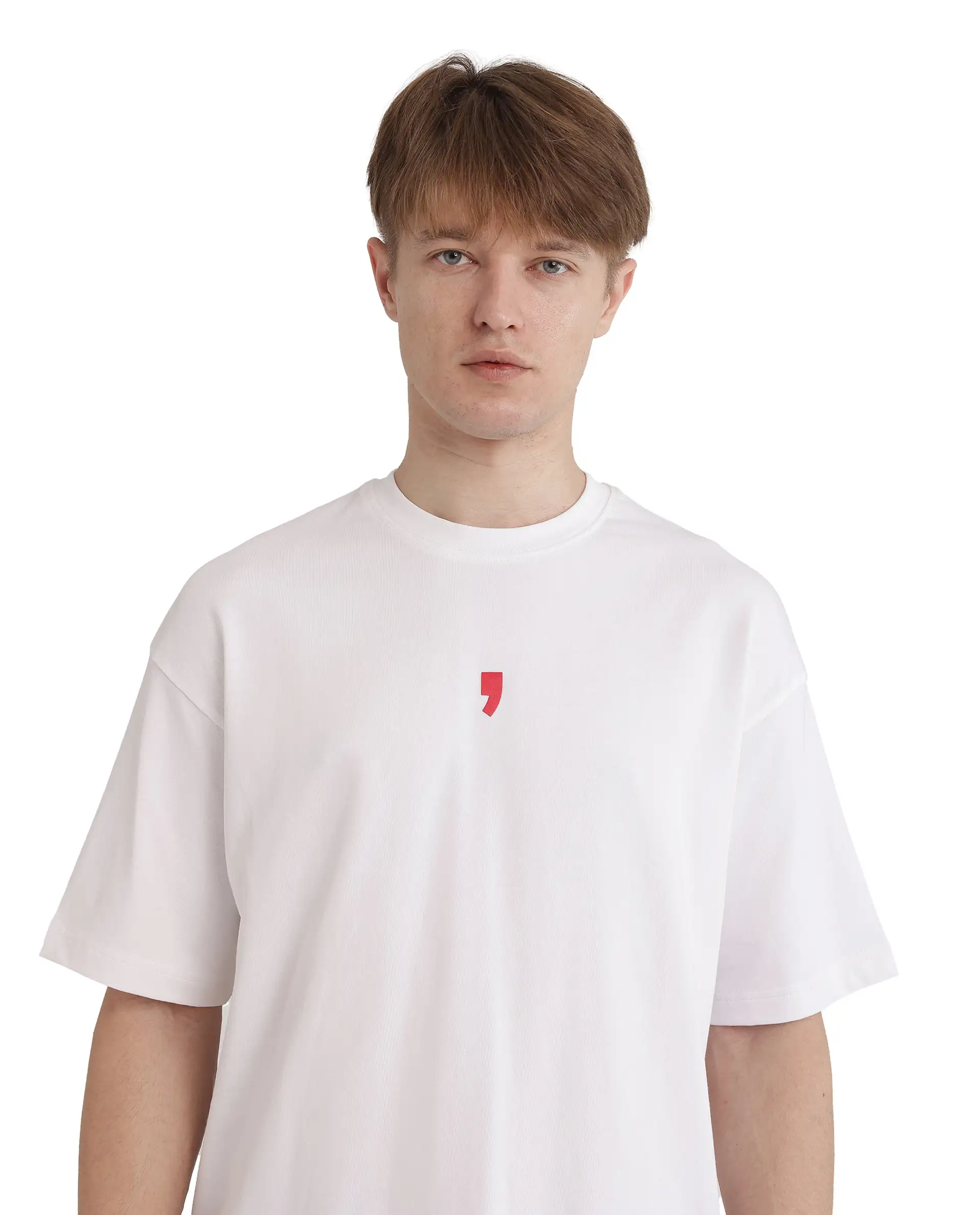 Rare Rabbit Men's Voy White Cotton Blend Graphic Print Oversized Fit Half Sleeve Crew Neck T-Shirt - Image 7