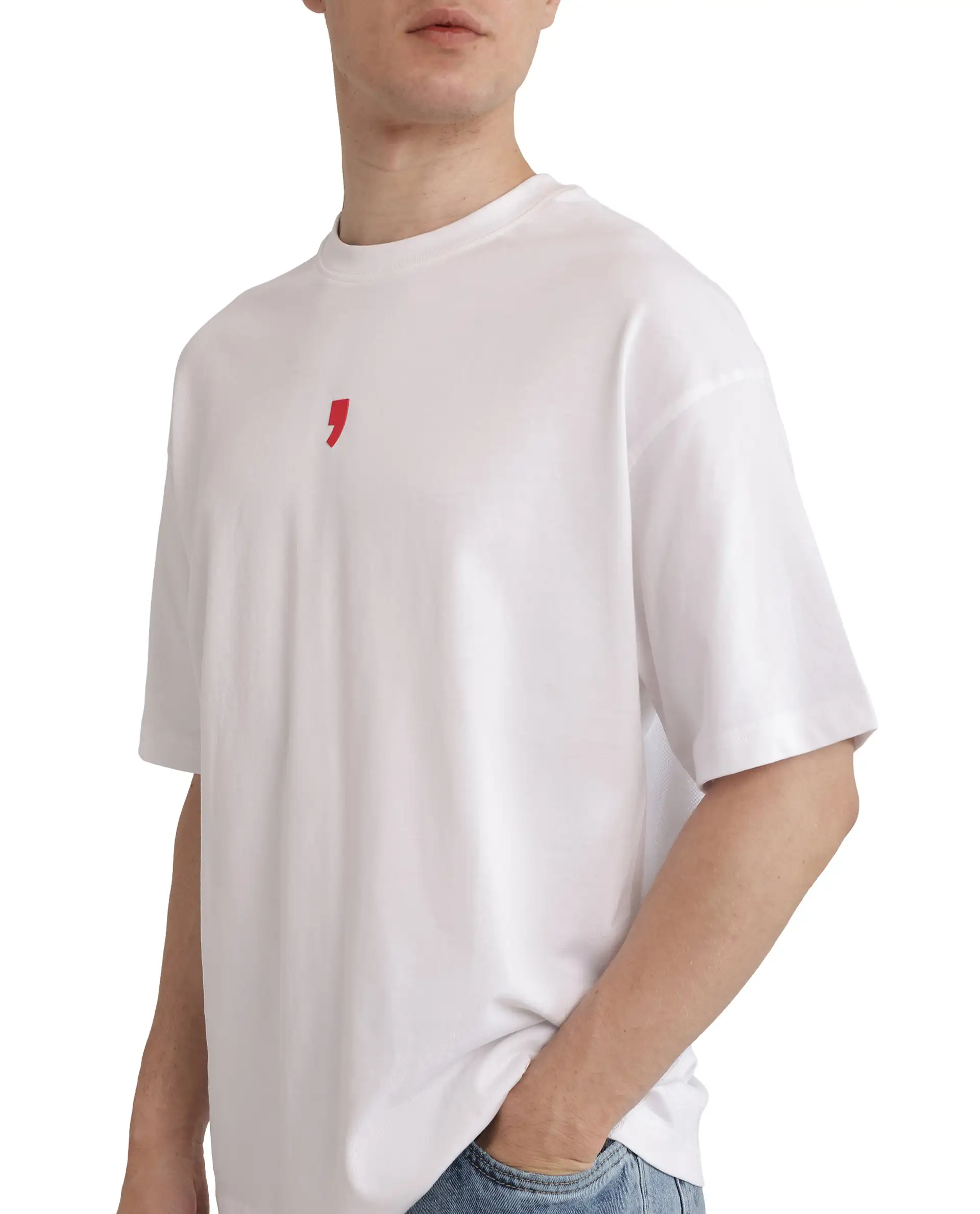 Rare Rabbit Men's Voy White Cotton Blend Graphic Print Oversized Fit Half Sleeve Crew Neck T-Shirt - Image 8