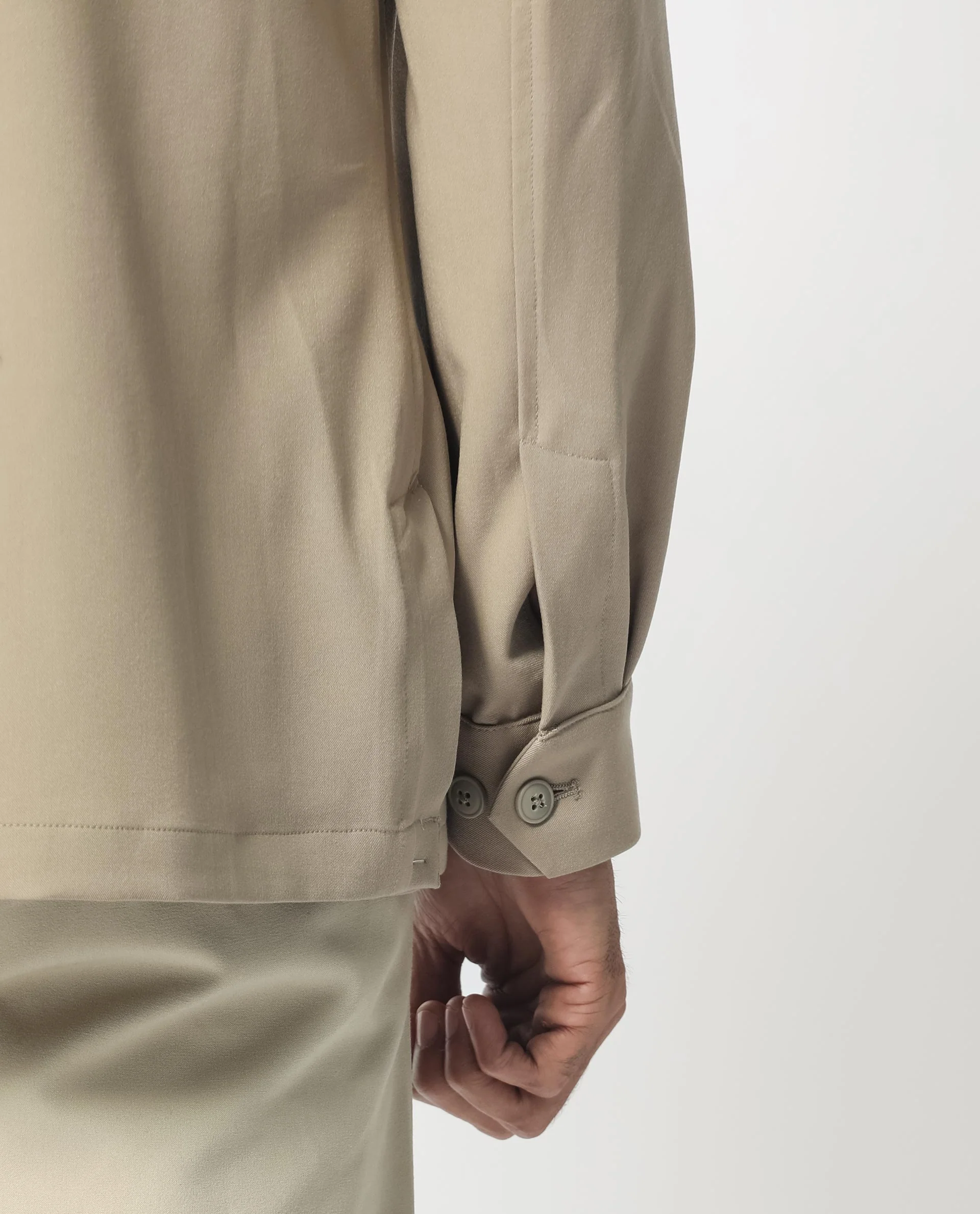 Rare Rabbit Men's Voyage Light Khaki Polyester Plain Tailored Fit Full Sleeve Lapel Neck Jacket - Image 4