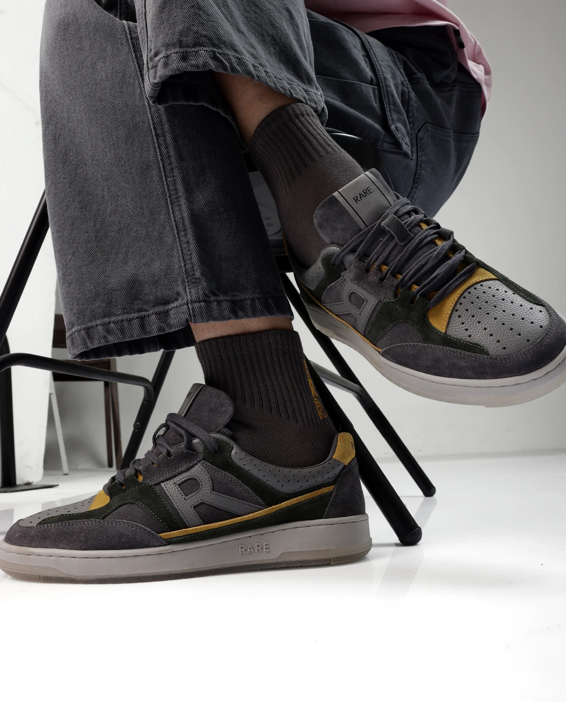 Rare Rabbit Men Voyage Dark Grey Lace-Up Closure Sneaker - Image 2
