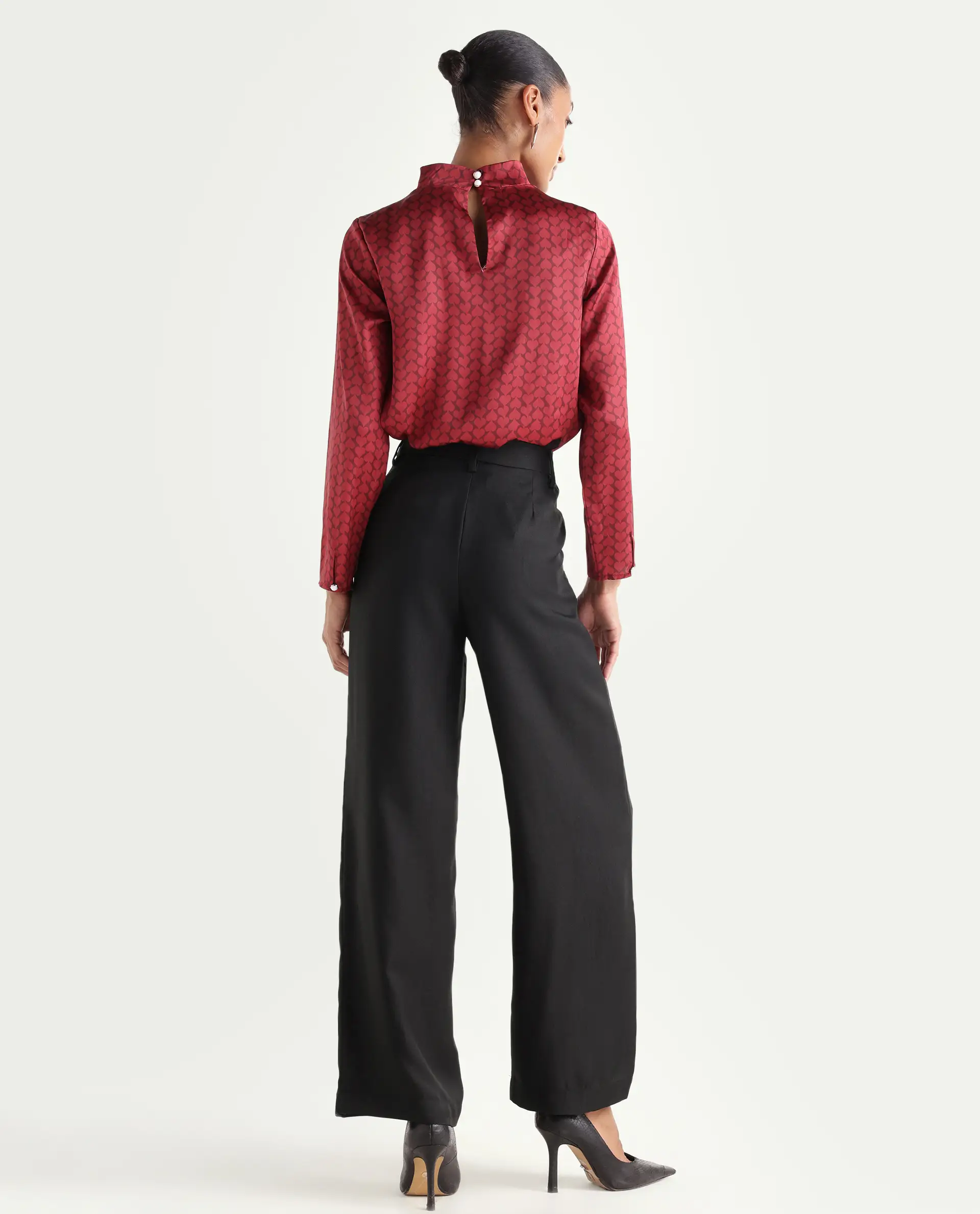 Rareism Women's Vrait Black Polyester Straight Plain Trouser - Image 6
