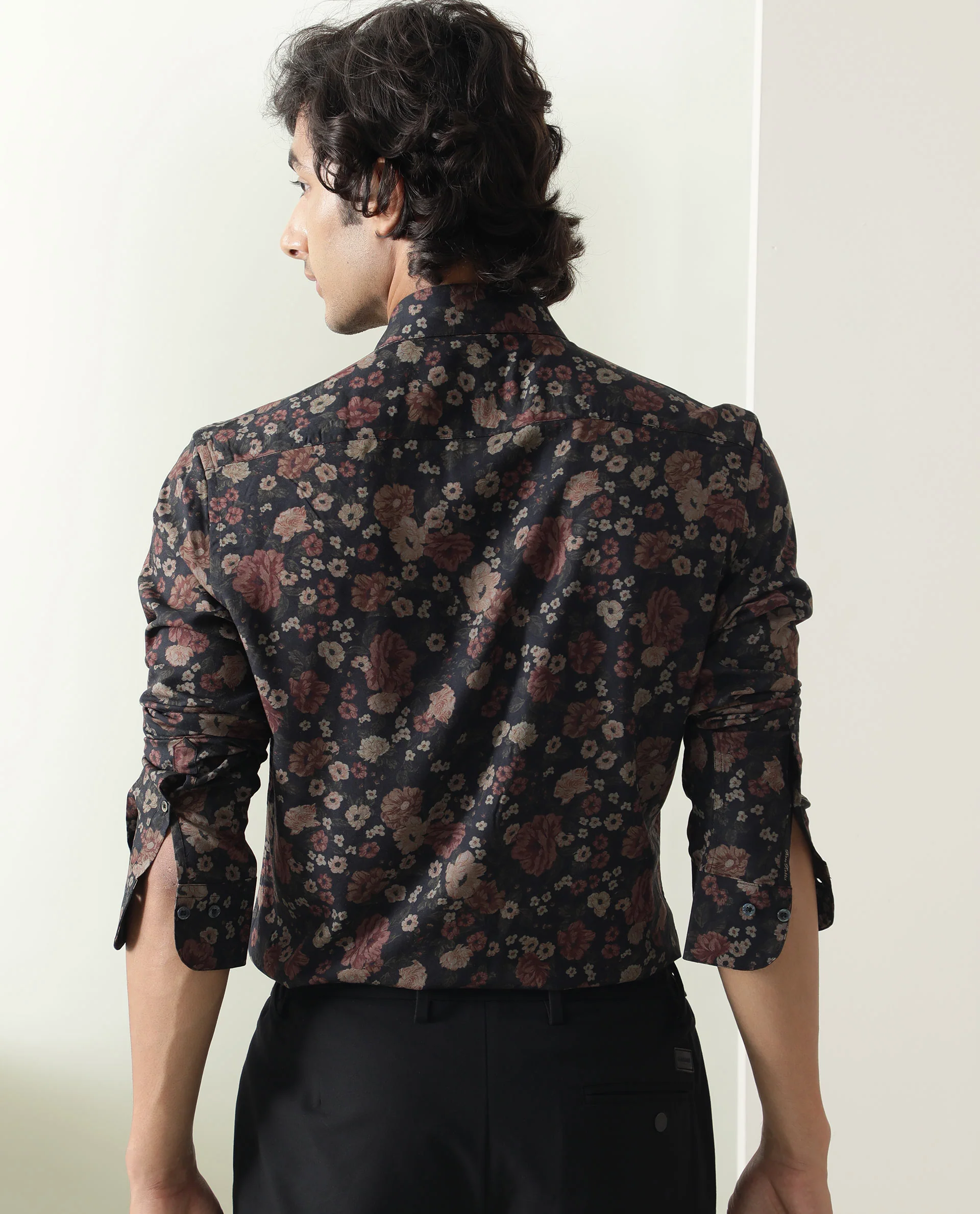Rare Rabbit Men's Vynill Black Viscose Floral Print Regular Fit Full Sleeve Collared Shirt - Image 6