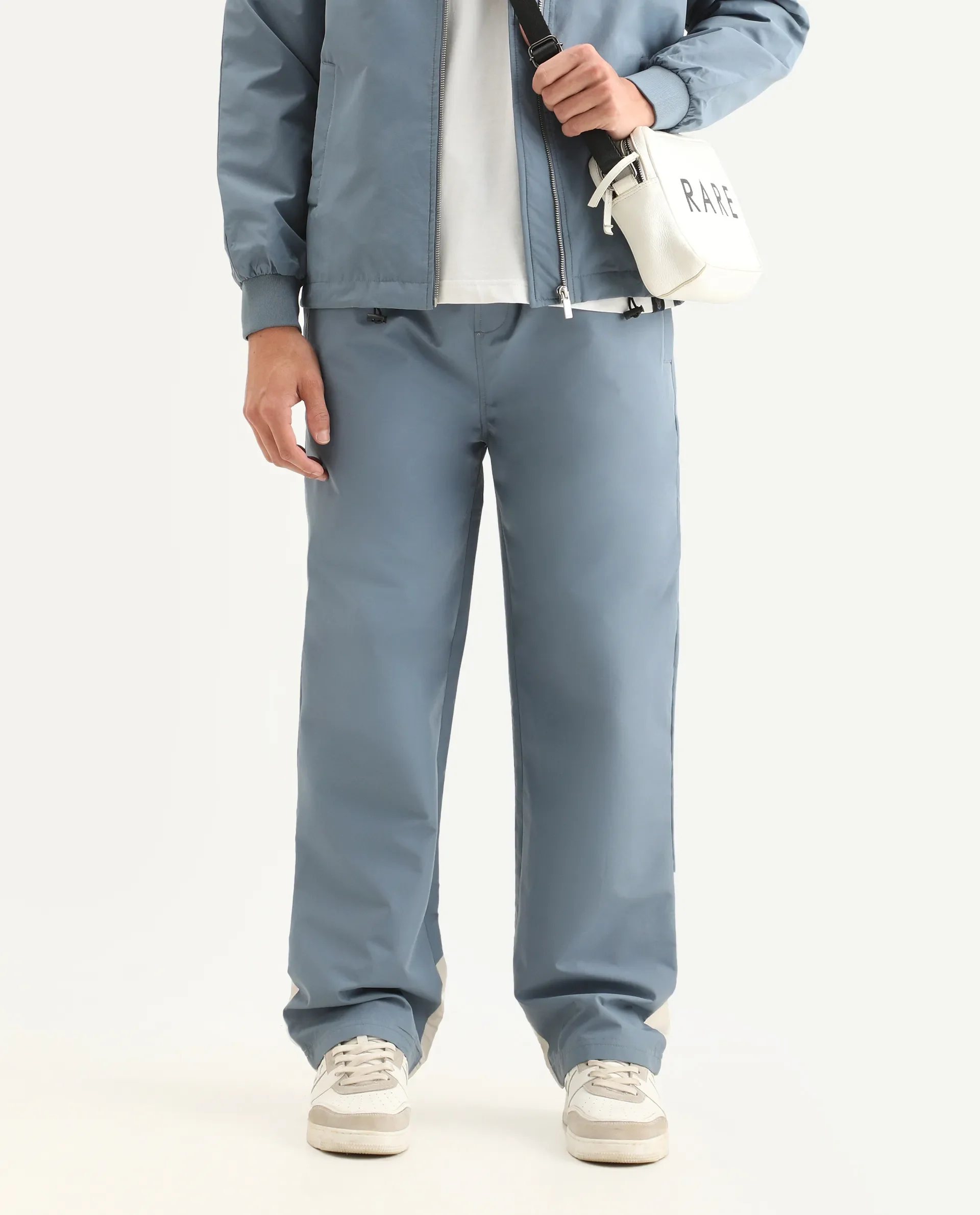 Rare Rabbit Men's Waber-B Light Blue Polyester Cut And Sew Regular Fit Track Pant - Image 2