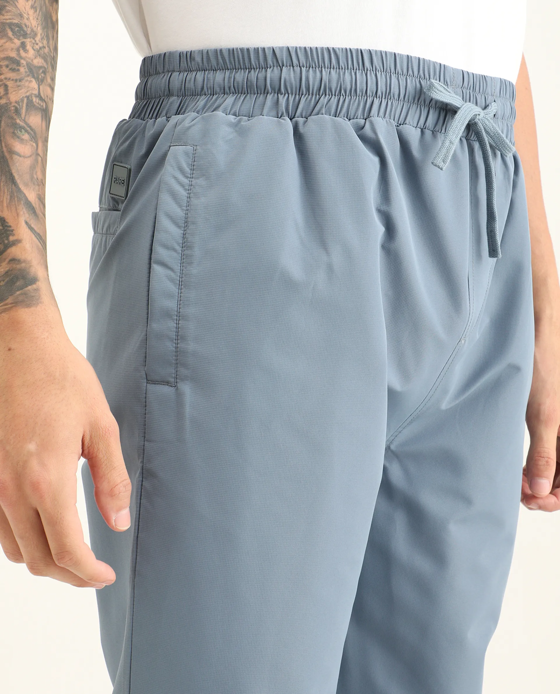Rare Rabbit Men's Waber-B Light Blue Polyester Cut And Sew Regular Fit Track Pant - Image 3