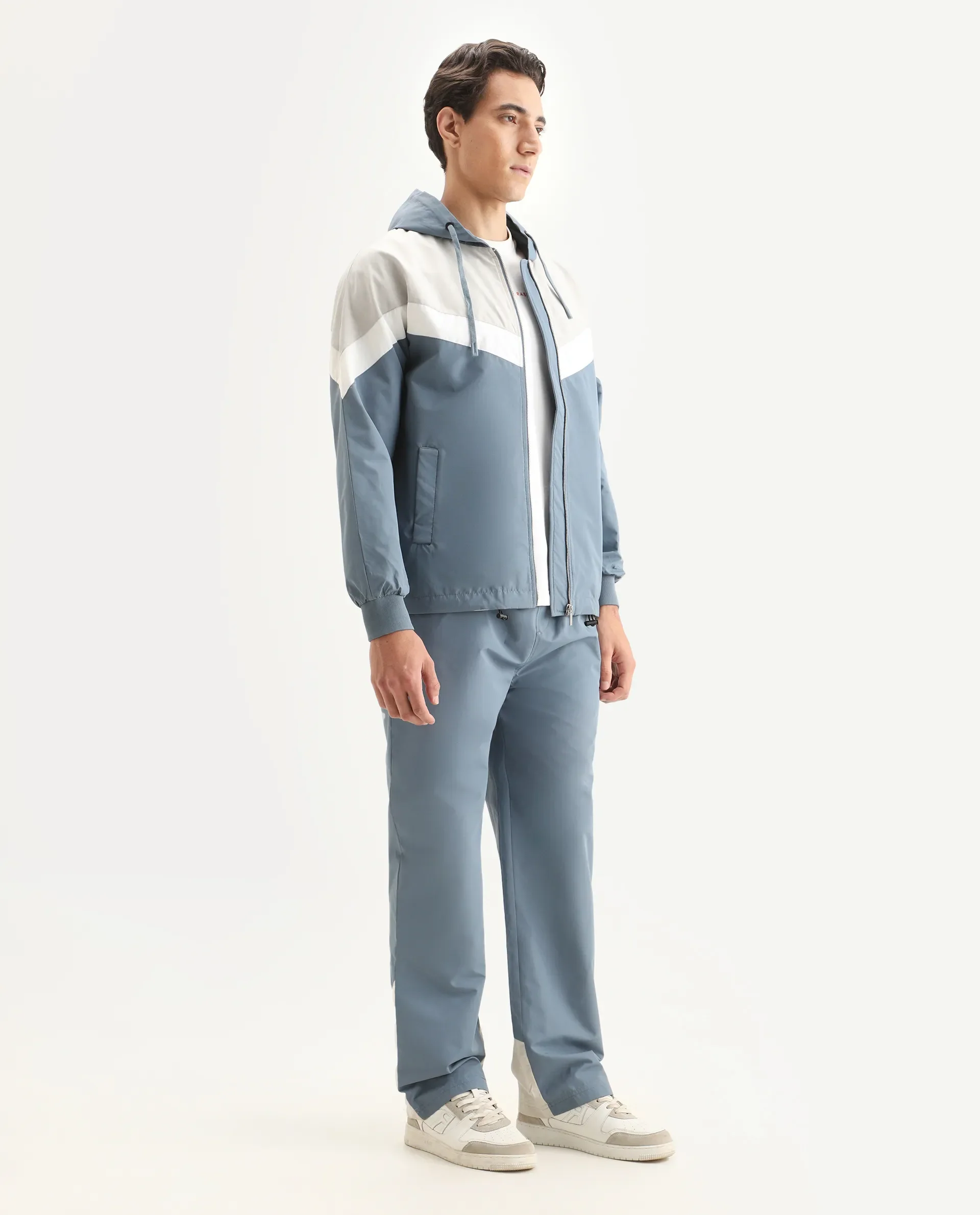Rare Rabbit Men's Waber-B Light Blue Polyester Cut And Sew Regular Fit Track Pant - Image 4