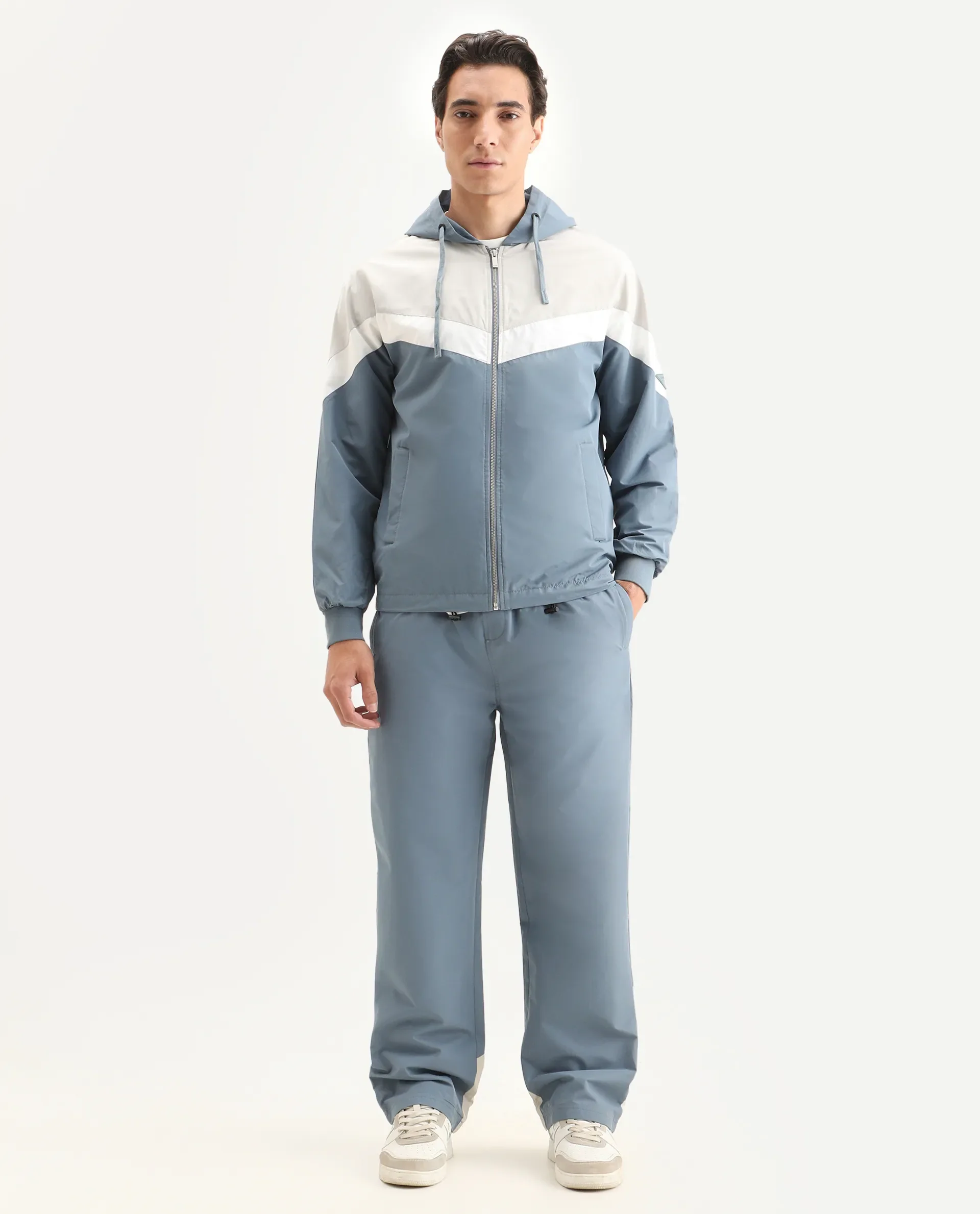 Rare Rabbit Men's Waber-B Light Blue Polyester Cut And Sew Regular Fit Track Pant - Image 6