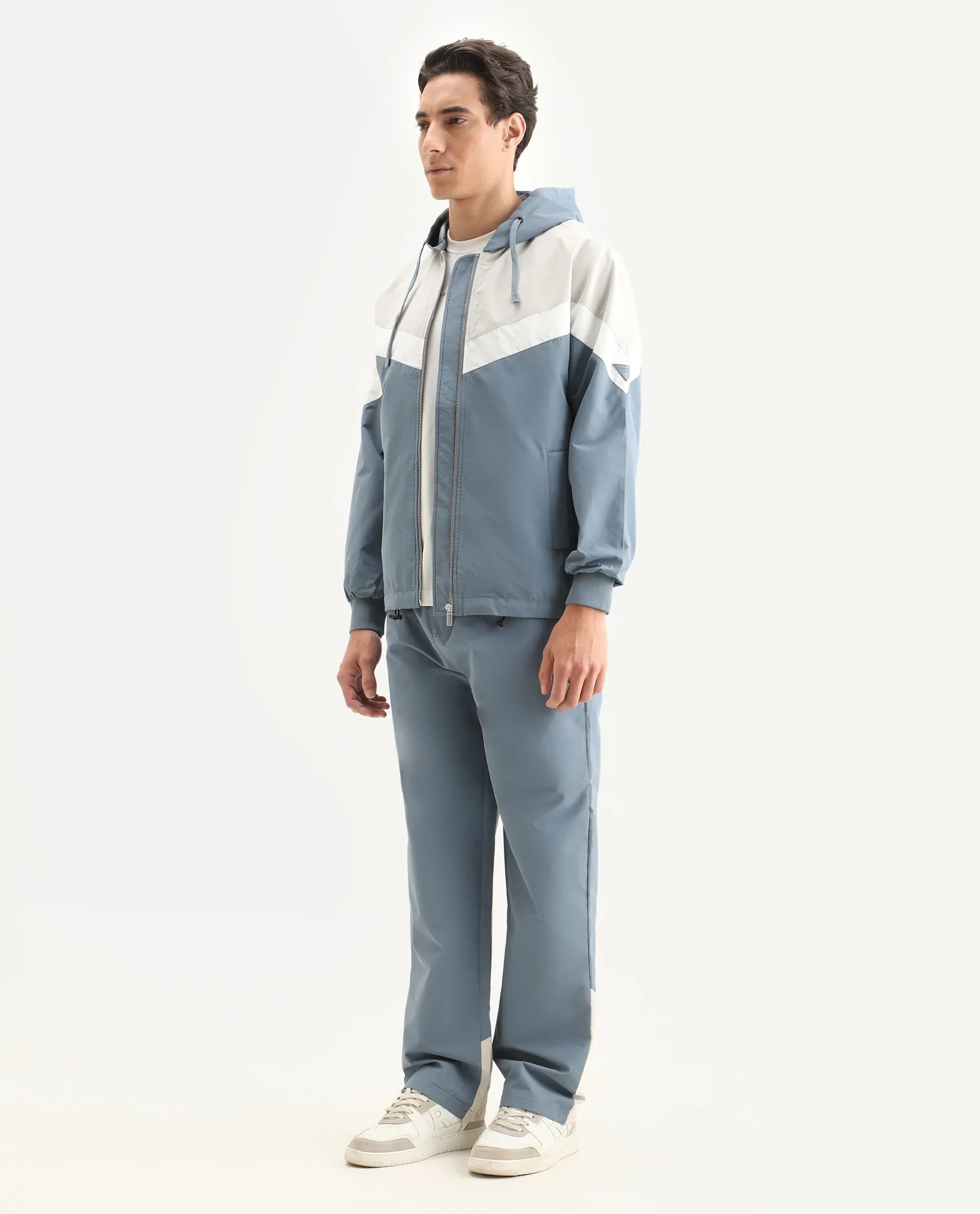 Rare Rabbit Men's Waber-B Light Blue Polyester Cut And Sew Regular Fit Track Pant - Image 7