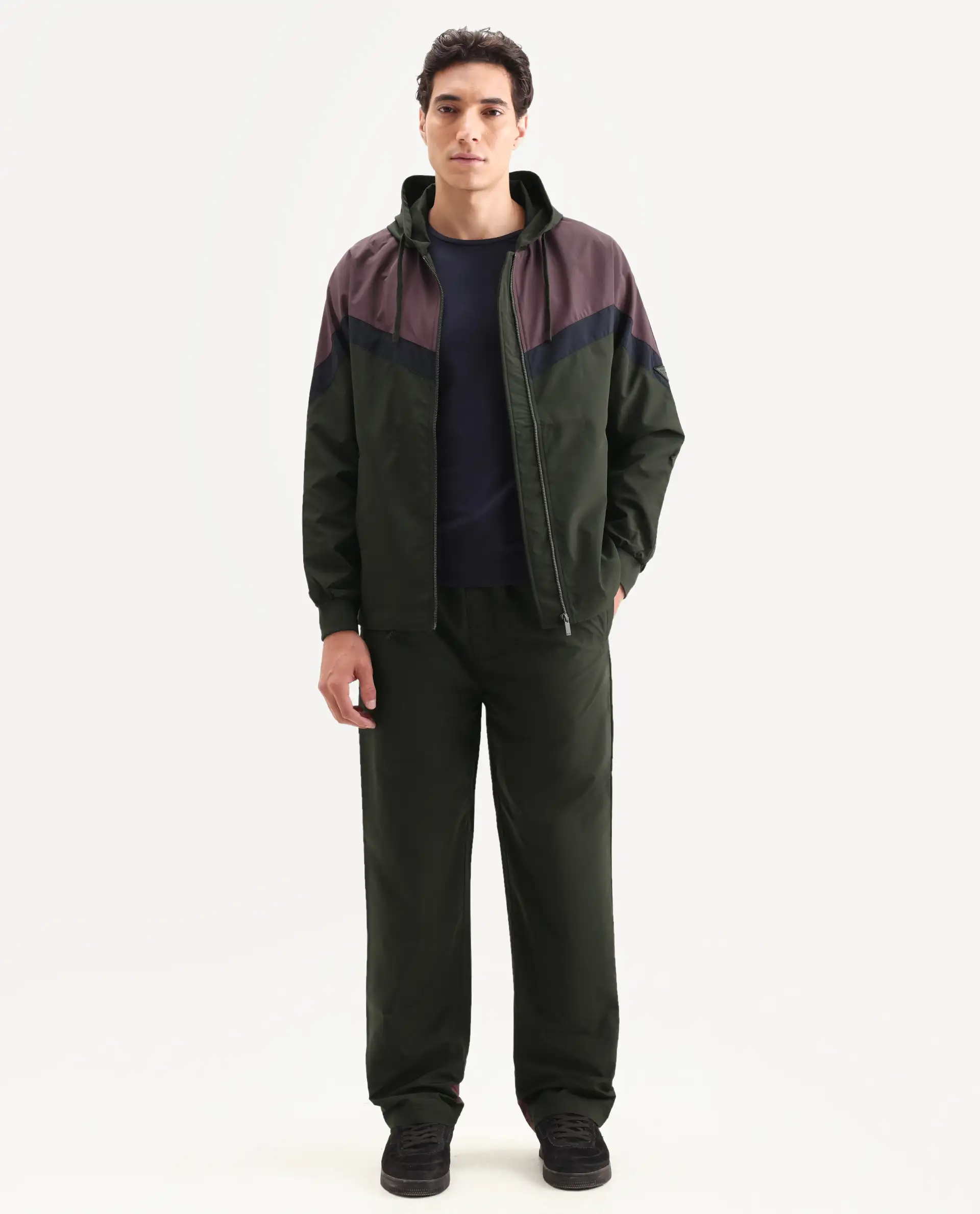 Rare Rabbit Men's Waber-B Olive Polyester Cut And Sew Regular Fit Track Pant - Image 2