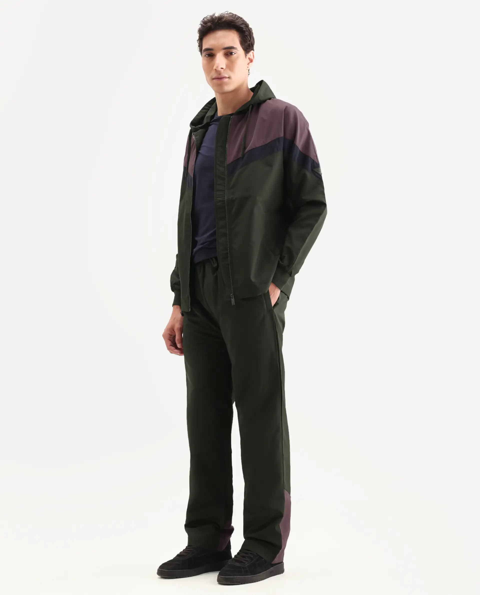 Rare Rabbit Men's Waber-B Olive Polyester Cut And Sew Regular Fit Track Pant - Image 6