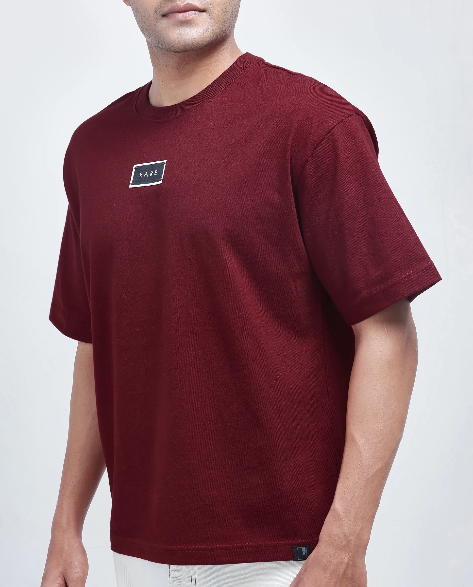 Rare Rabbit Men's Wadeto Red Cotton Blend Graphic Print Boxy Fit Half Sleeve Crew Neck T-Shirt - Image 3