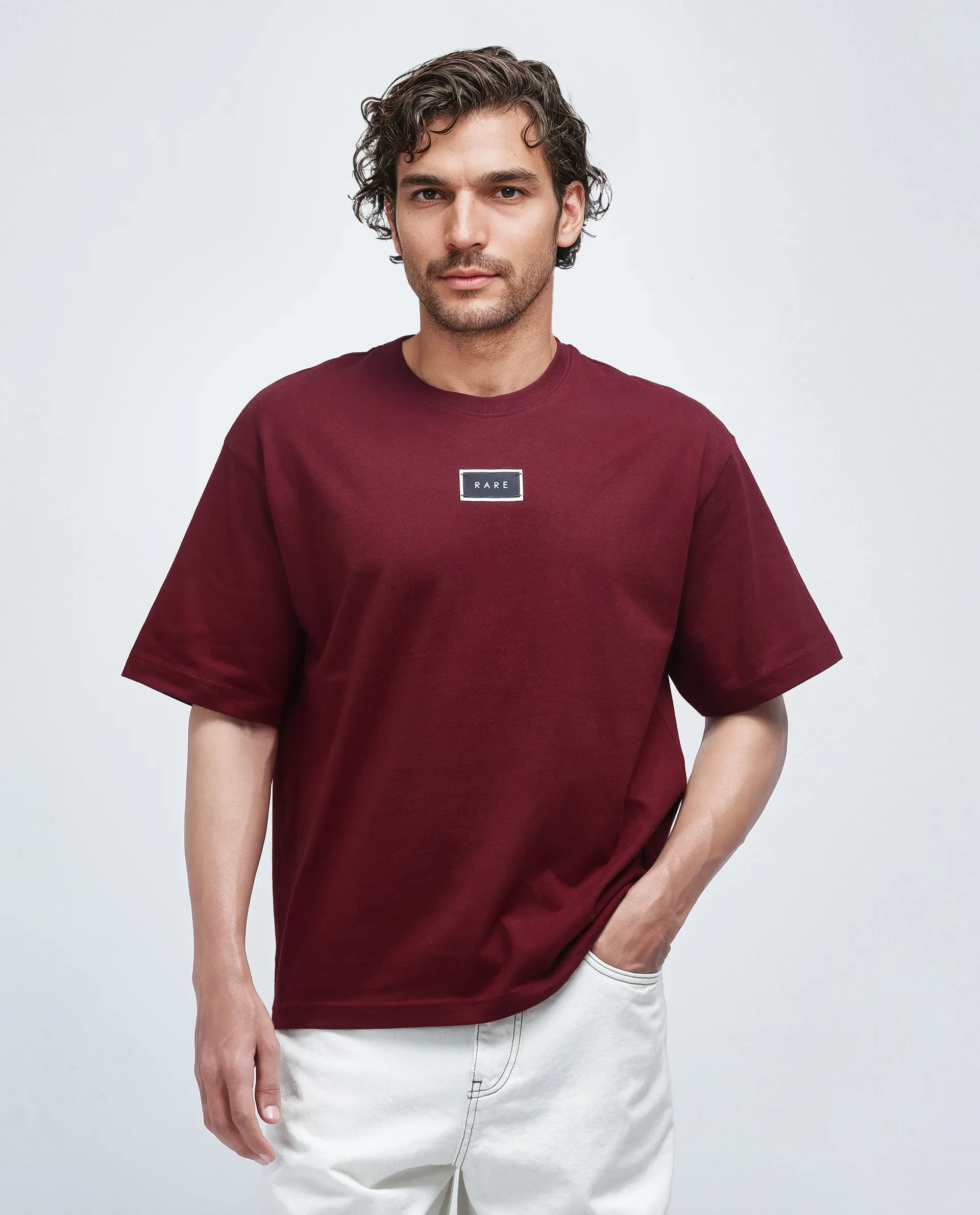 Rare Rabbit Men's Wadeto Red Cotton Blend Graphic Print Boxy Fit Half Sleeve Crew Neck T-Shirt - Image 4