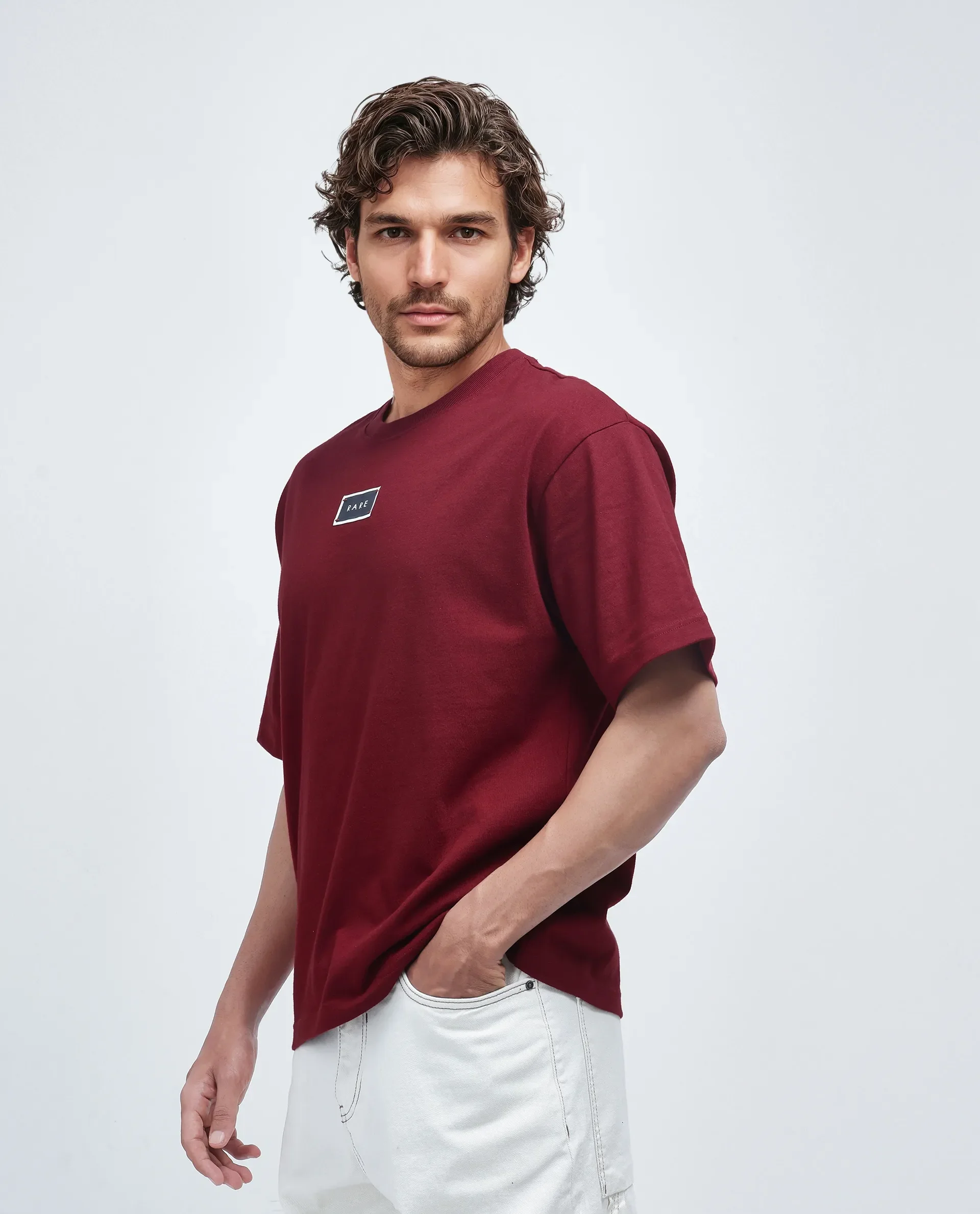 Rare Rabbit Men's Wadeto Red Cotton Blend Graphic Print Boxy Fit Half Sleeve Crew Neck T-Shirt - Image 5