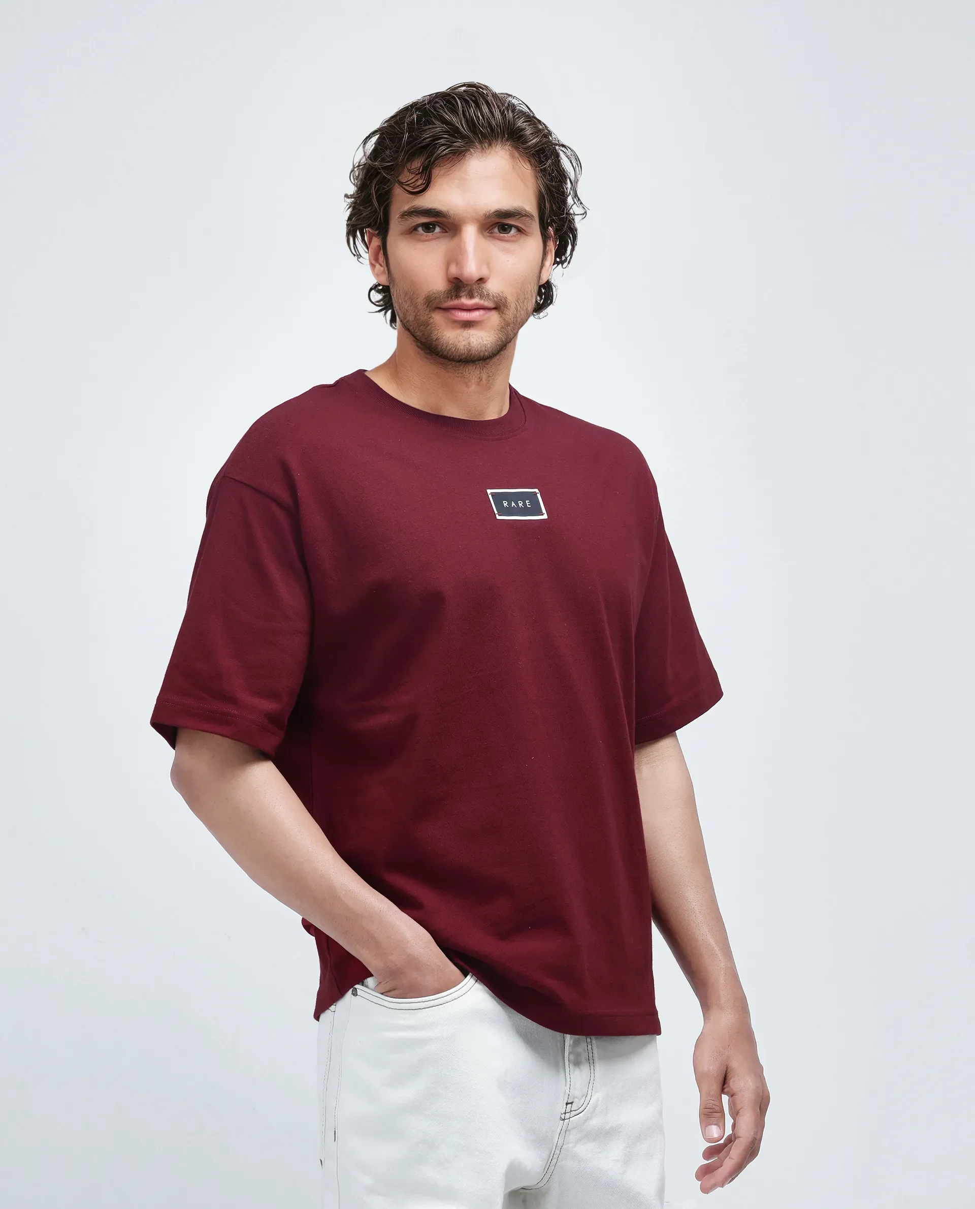 Rare Rabbit Men's Wadeto Red Cotton Blend Graphic Print Boxy Fit Half Sleeve Crew Neck T-Shirt - Image 6