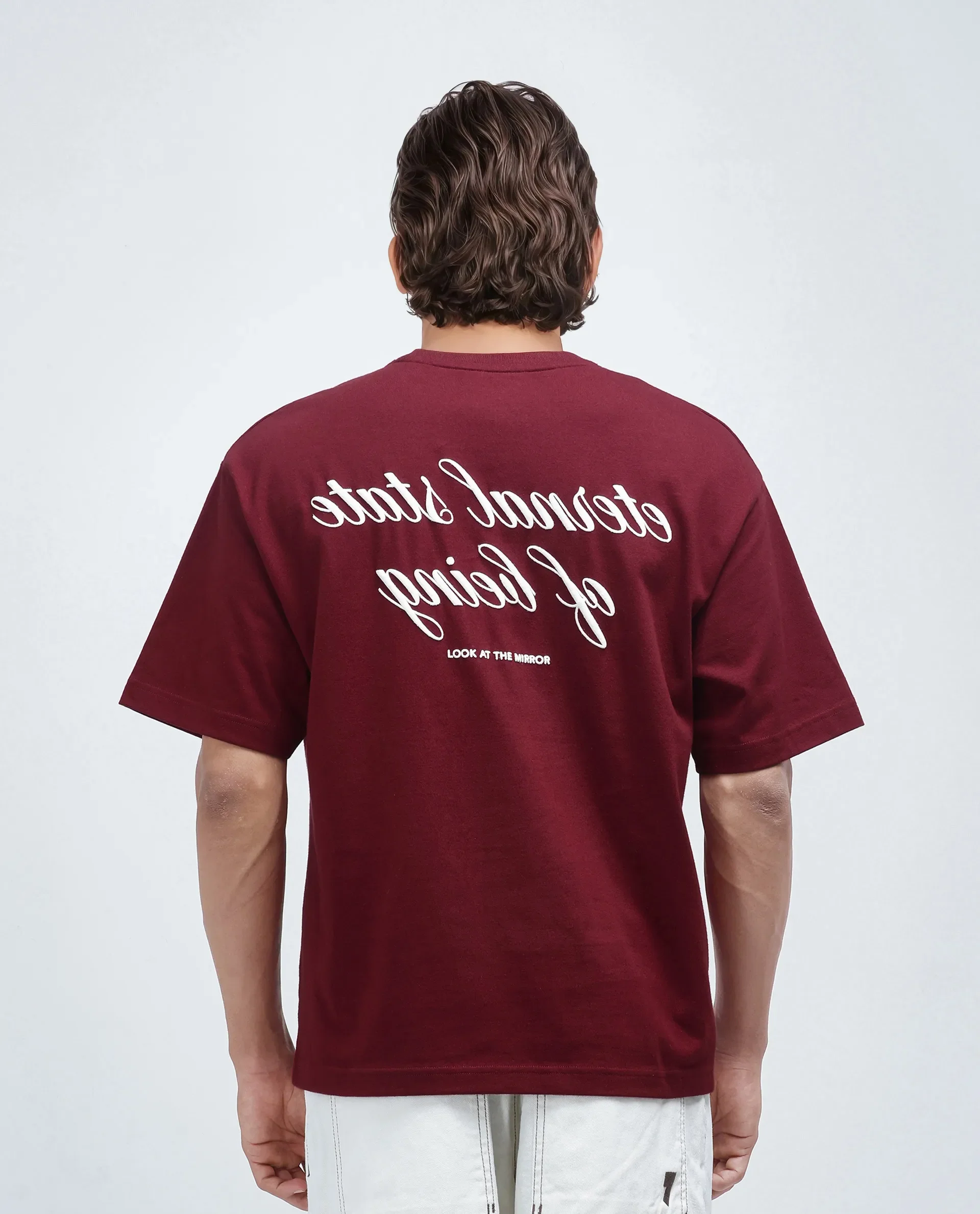 Rare Rabbit Men's Wadeto Red Cotton Blend Graphic Print Boxy Fit Half Sleeve Crew Neck T-Shirt - Image 7