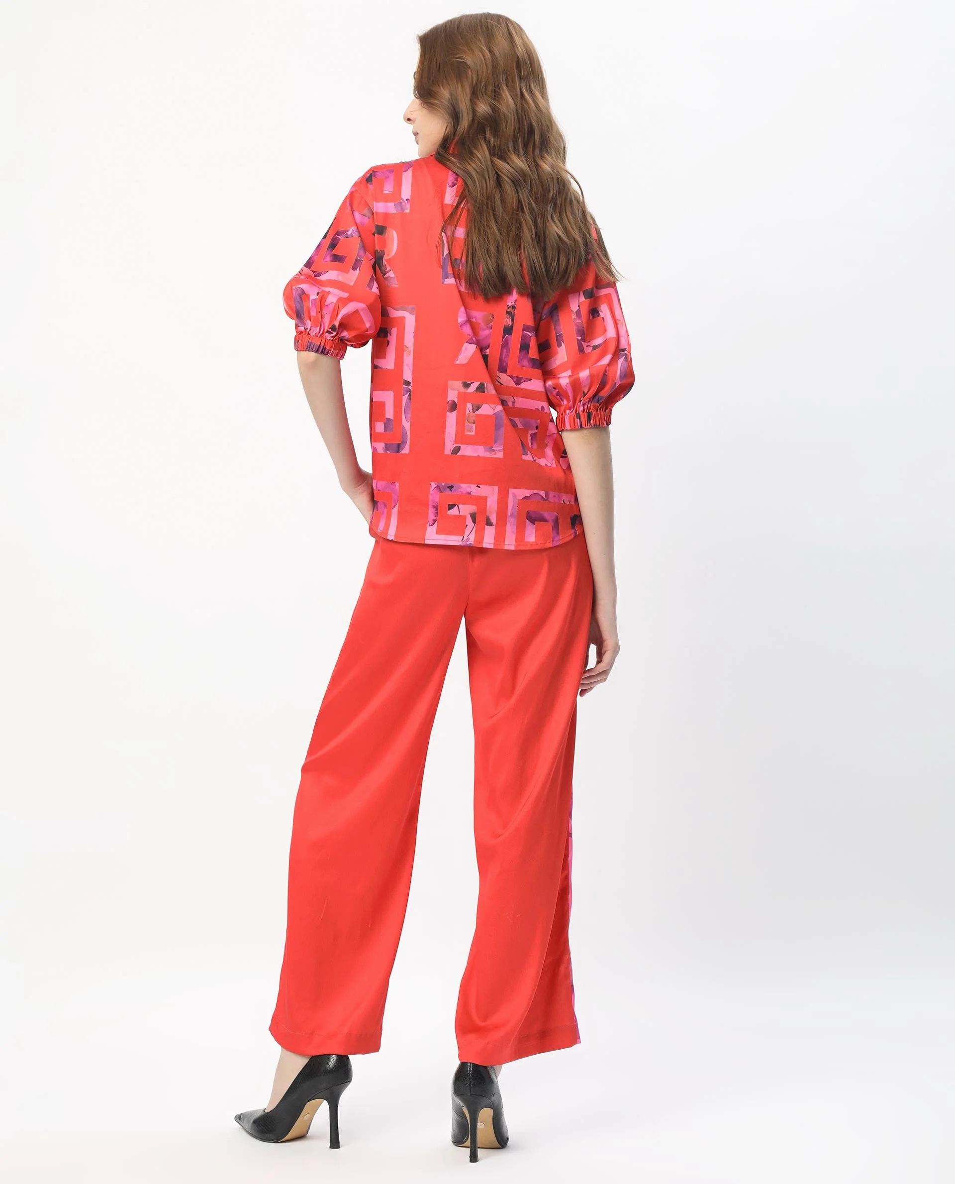 Rareism Women's Wallace Pink Polyester Floral Print Ankle Length Regular Fit Trouser - Image 10