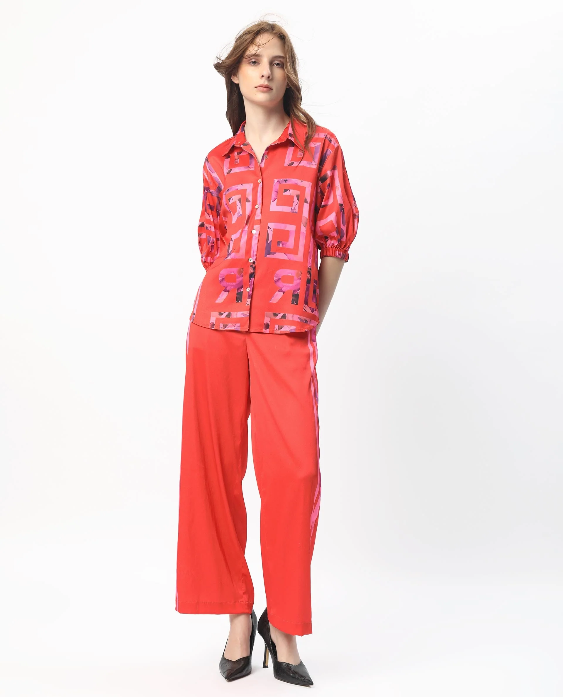 Rareism Women's Wallace Pink Polyester Floral Print Ankle Length Regular Fit Trouser - Image 2