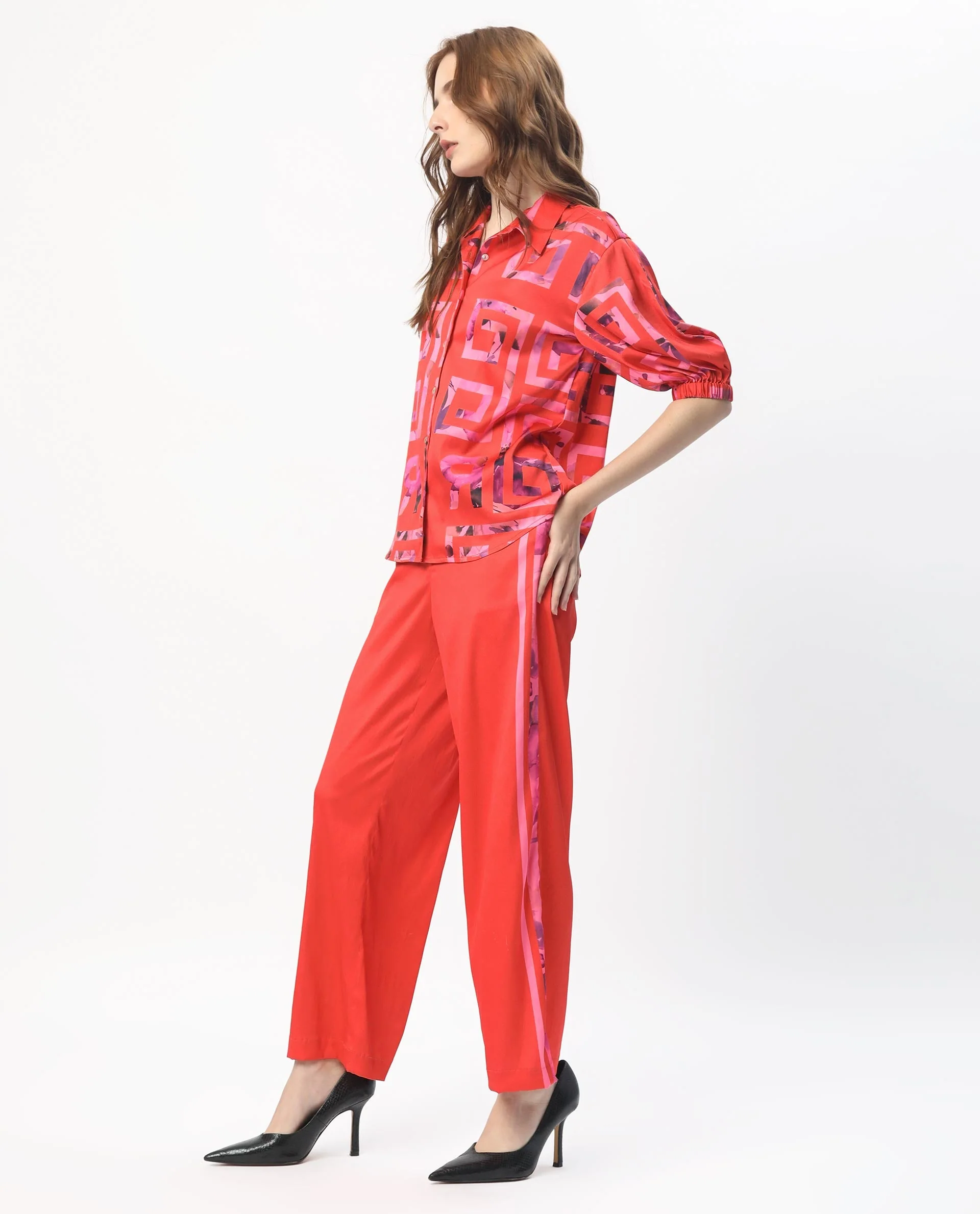 Rareism Women's Wallace Pink Polyester Floral Print Ankle Length Regular Fit Trouser - Image 6