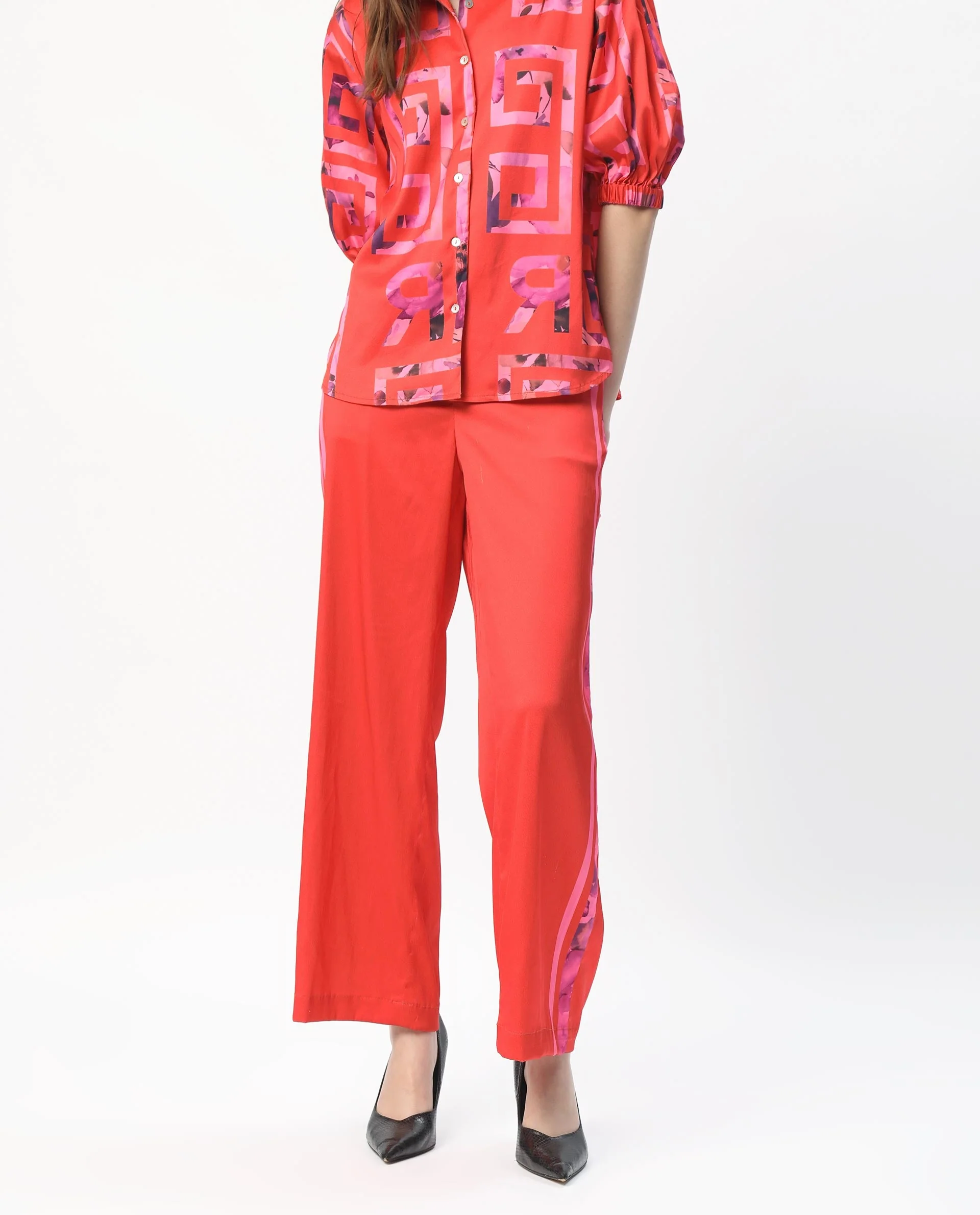 Rareism Women's Wallace Pink Polyester Floral Print Ankle Length Regular Fit Trouser - Image 8