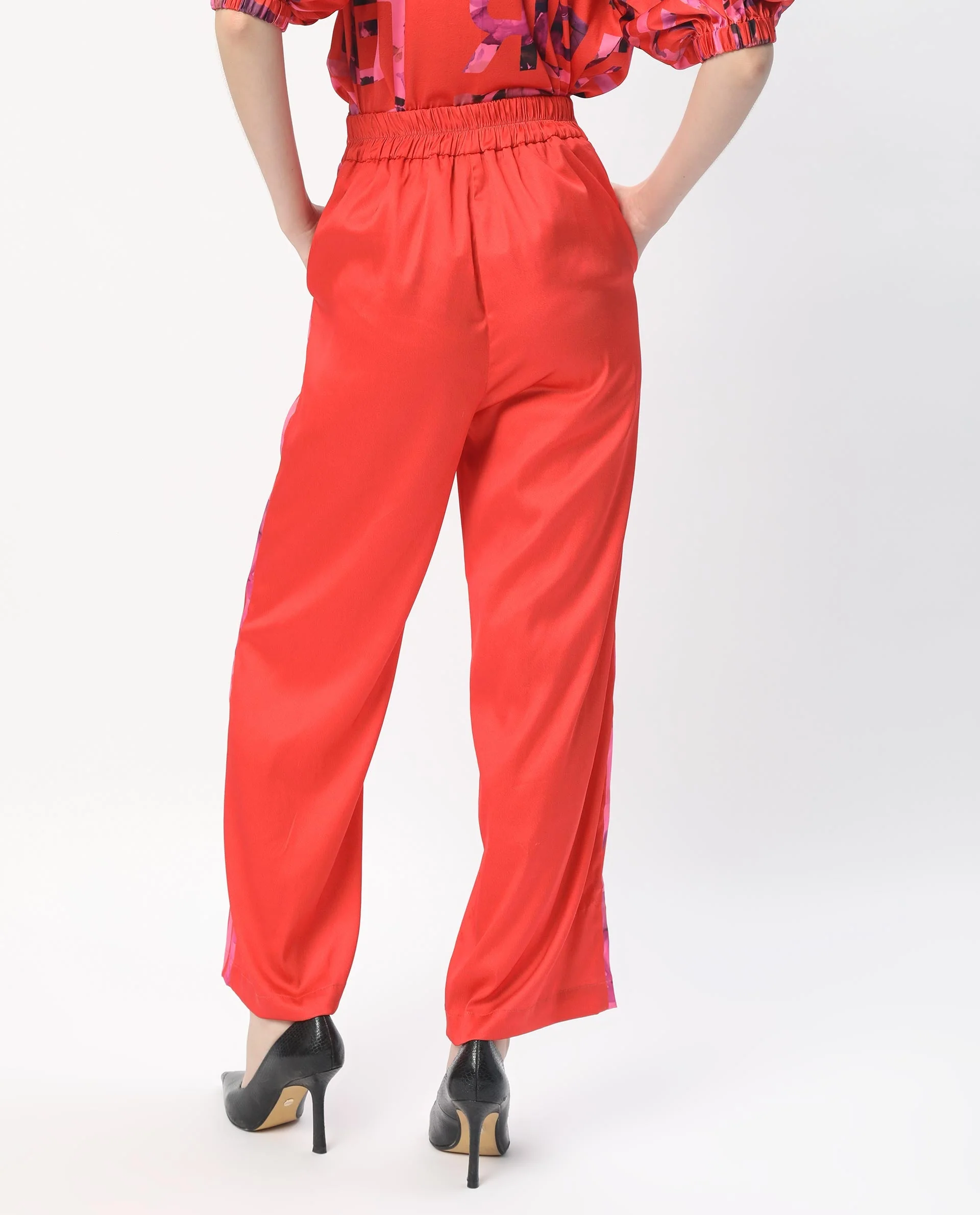 Rareism Women's Wallace Pink Polyester Floral Print Ankle Length Regular Fit Trouser - Image 9