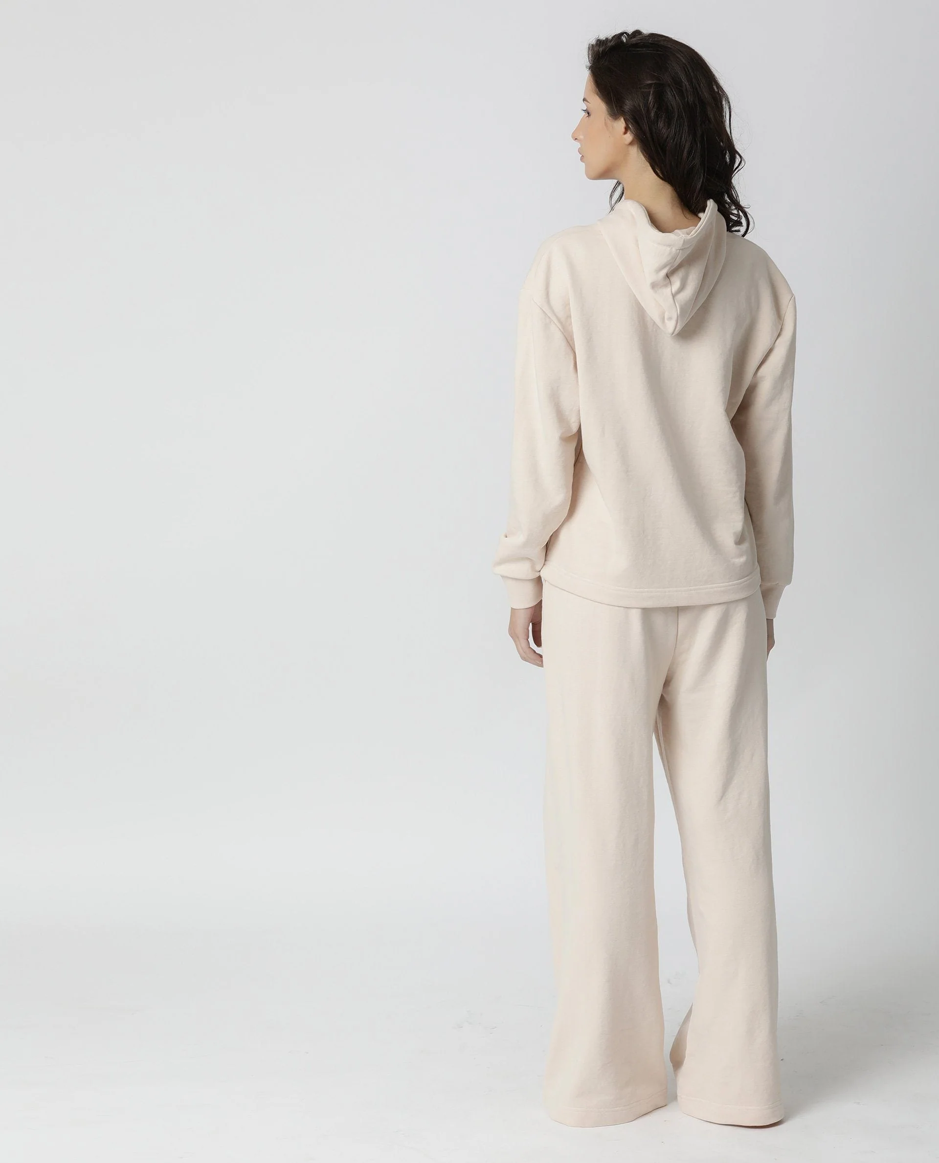 Rareism Women's Wally Beige Polyester Blend Hooded Plain Cuffed Sleeve Relaxed Fit Sweatshirt - Image 3
