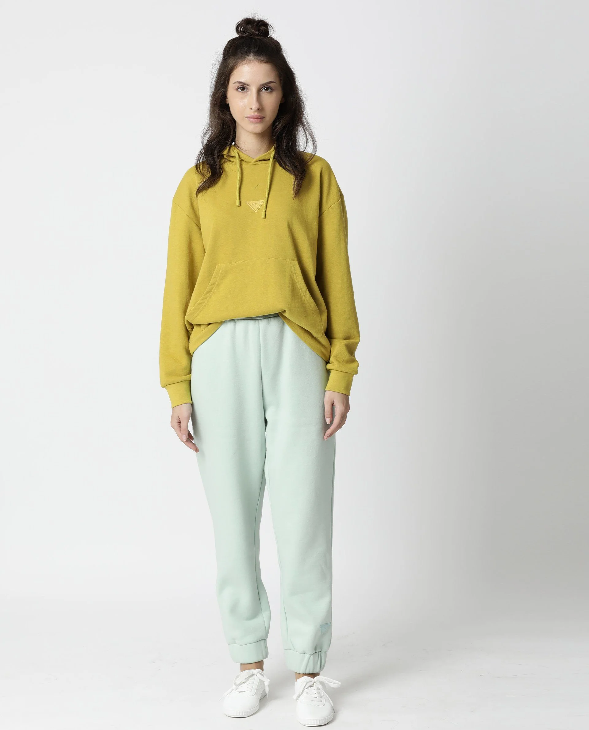 Rareism Women's Wally Yellow Cotton Blend Hooded Plain Relaxed Fit Sweatshirt - Image 10