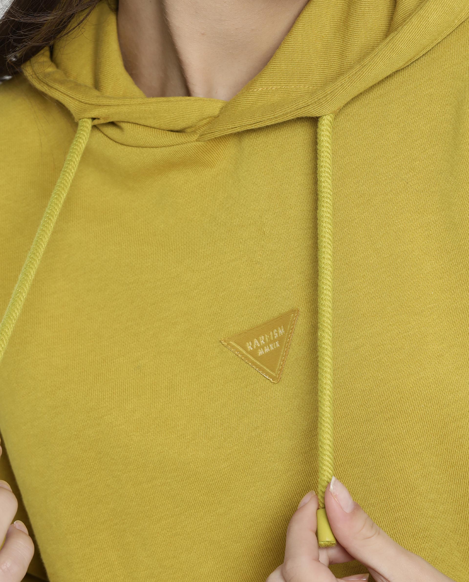 Rareism Women's Wally Yellow Cotton Blend Hooded Plain Relaxed Fit Sweatshirt - Image 6