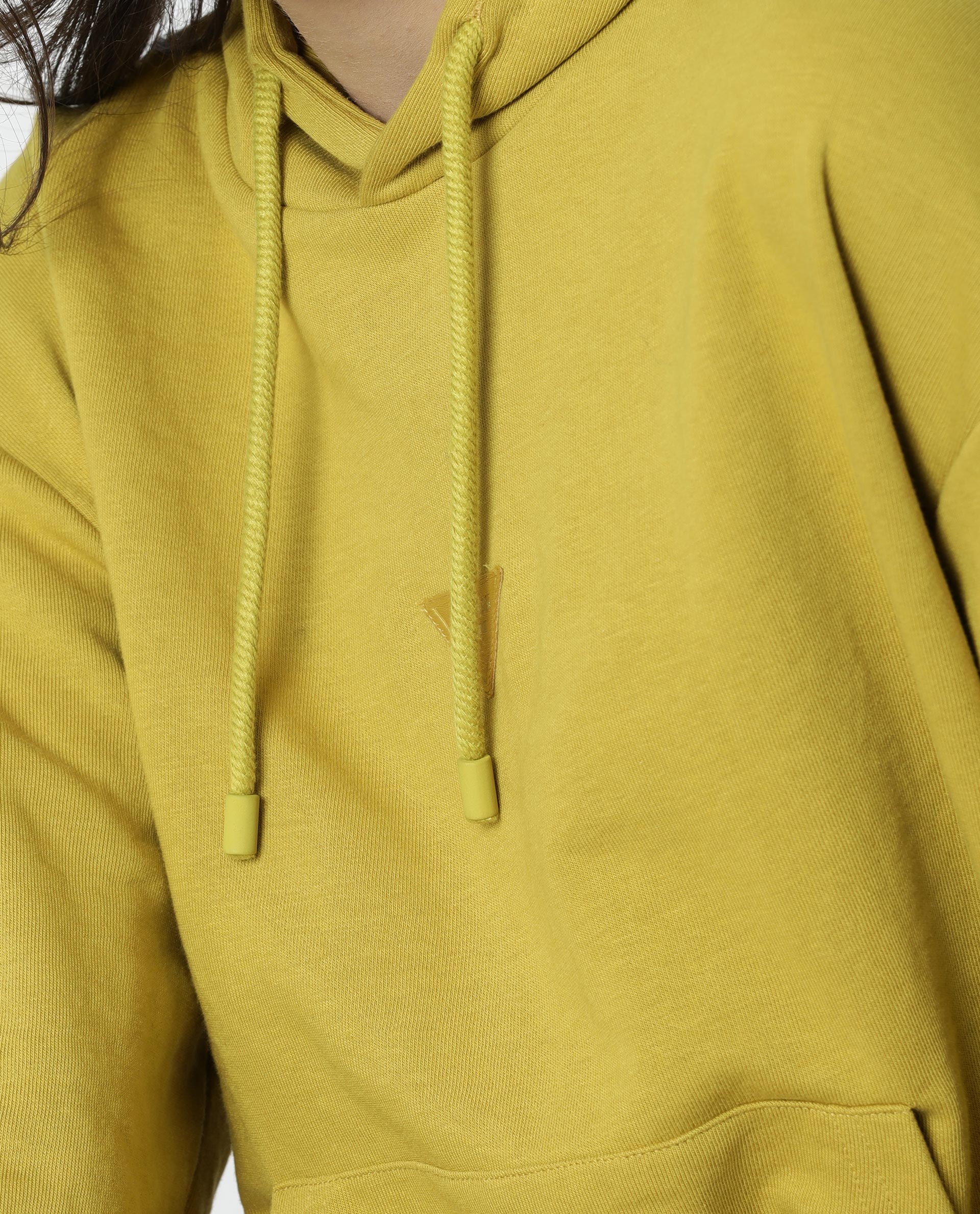 Rareism Women's Wally Yellow Cotton Blend Hooded Plain Relaxed Fit Sweatshirt - Image 9