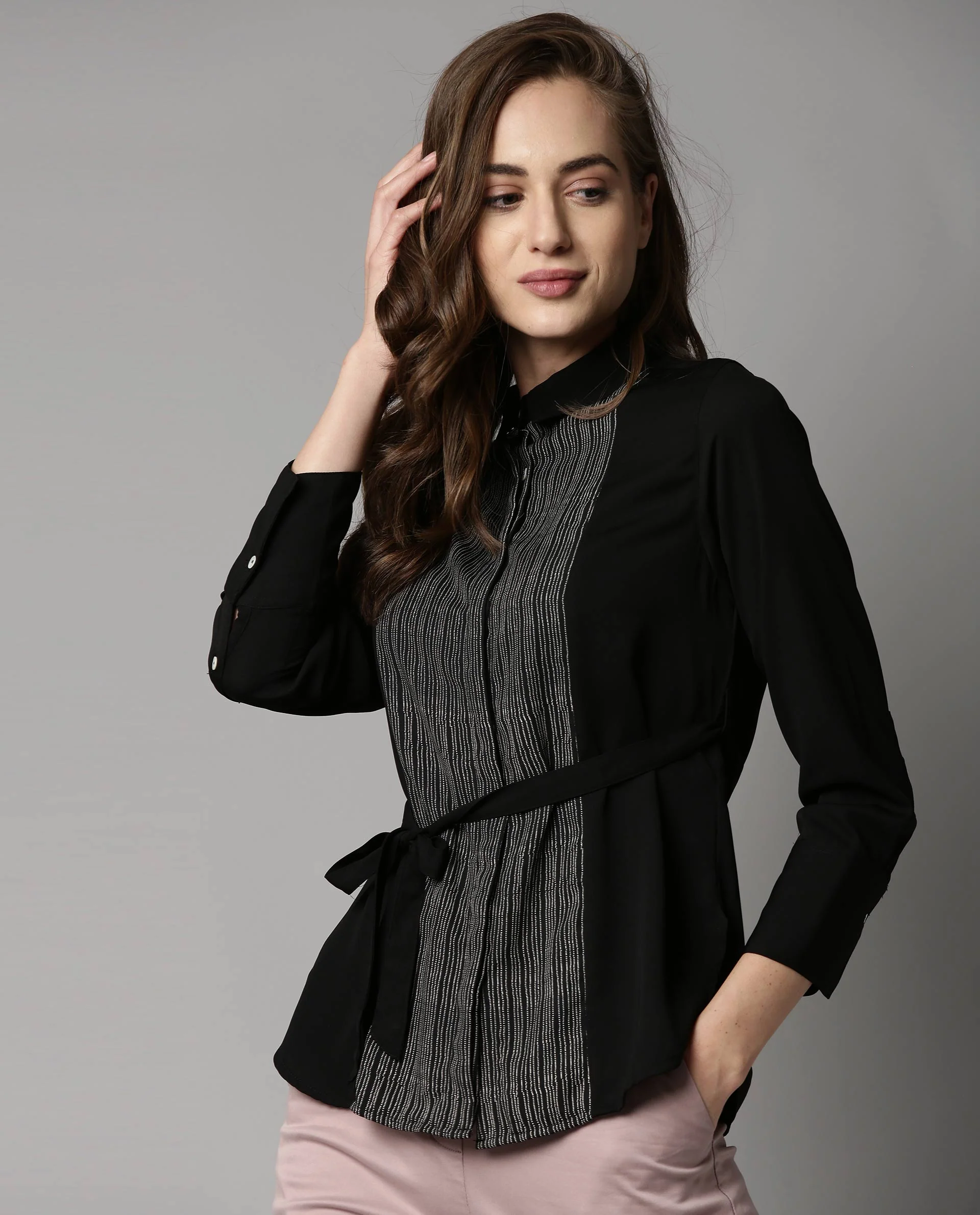 Rareism Women Wand Black Top Full Sleeves Solid