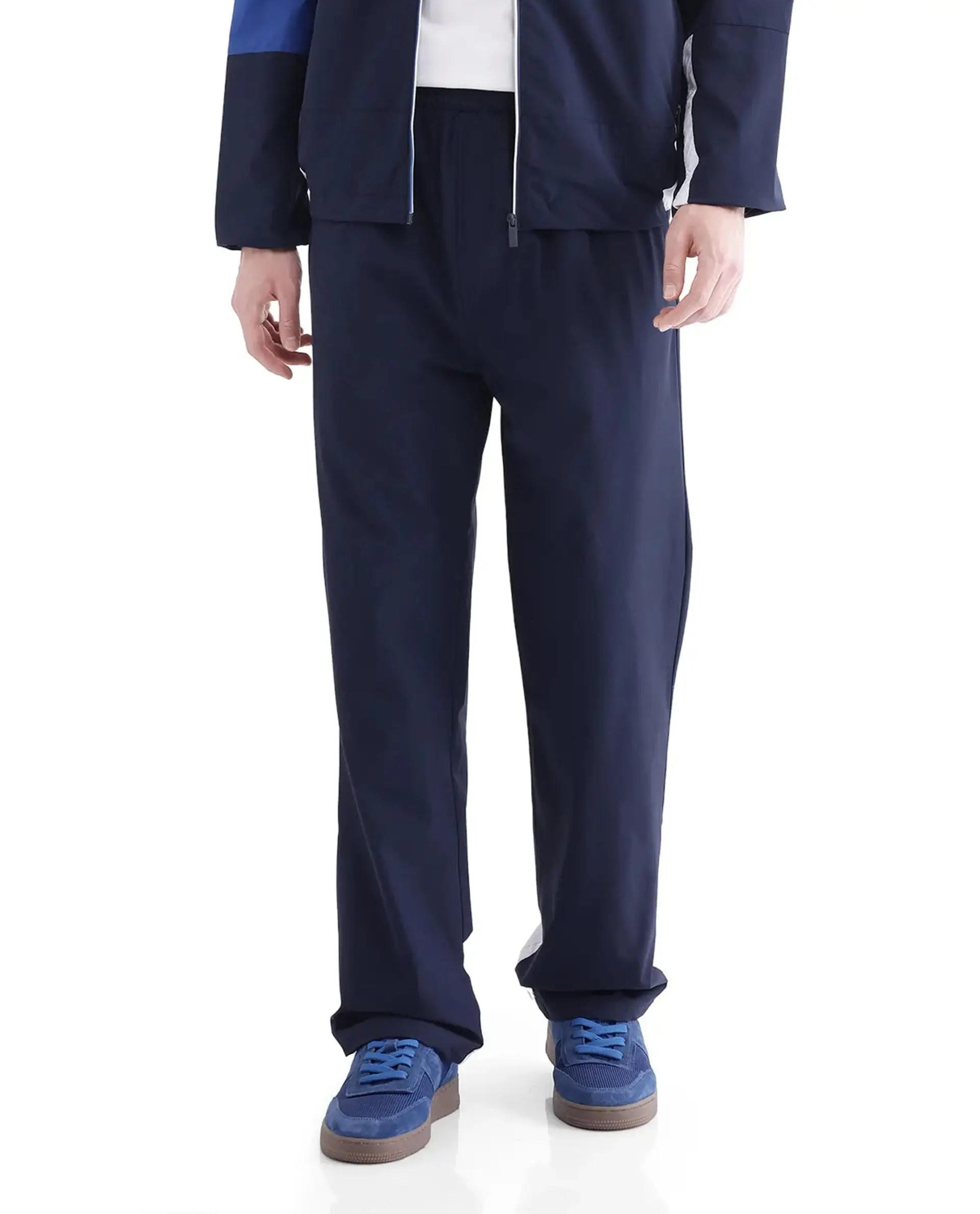 Rare Rabbit Men's Wando-B Dark Blue Polyester Cut And Sew Regular Fit Track Pant - Image 11