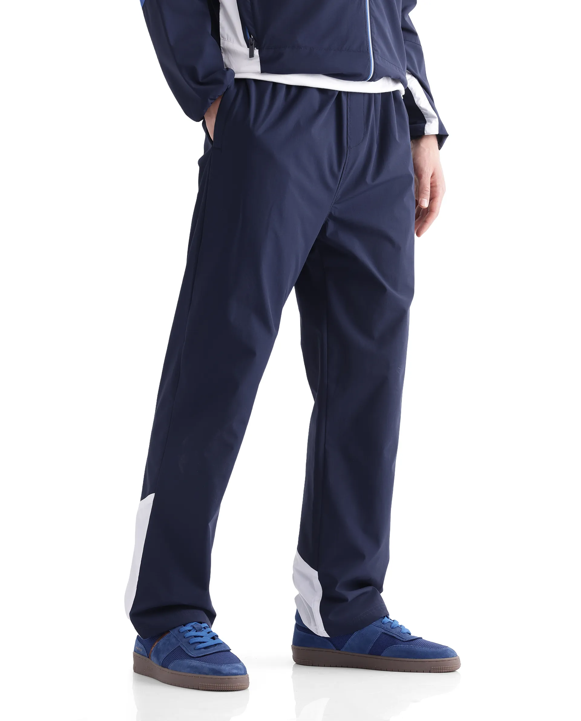 Rare Rabbit Men's Wando-B Dark Blue Polyester Cut And Sew Regular Fit Track Pant - Image 3
