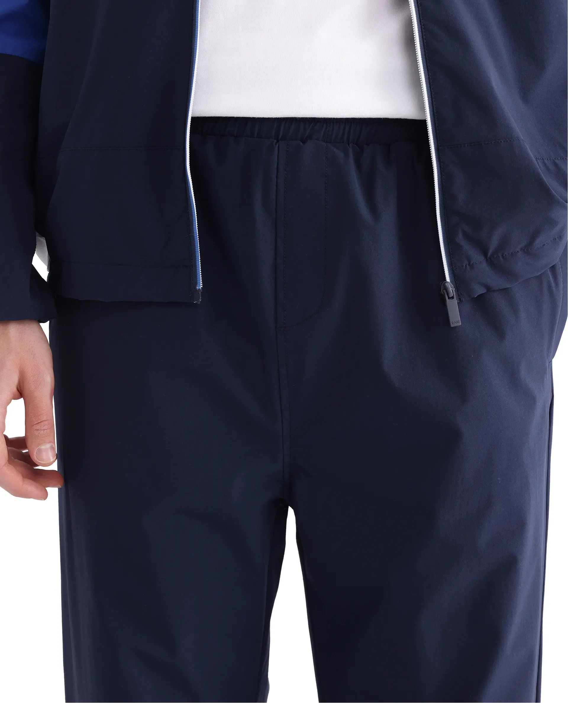 Rare Rabbit Men's Wando-B Dark Blue Polyester Cut And Sew Regular Fit Track Pant - Image 5