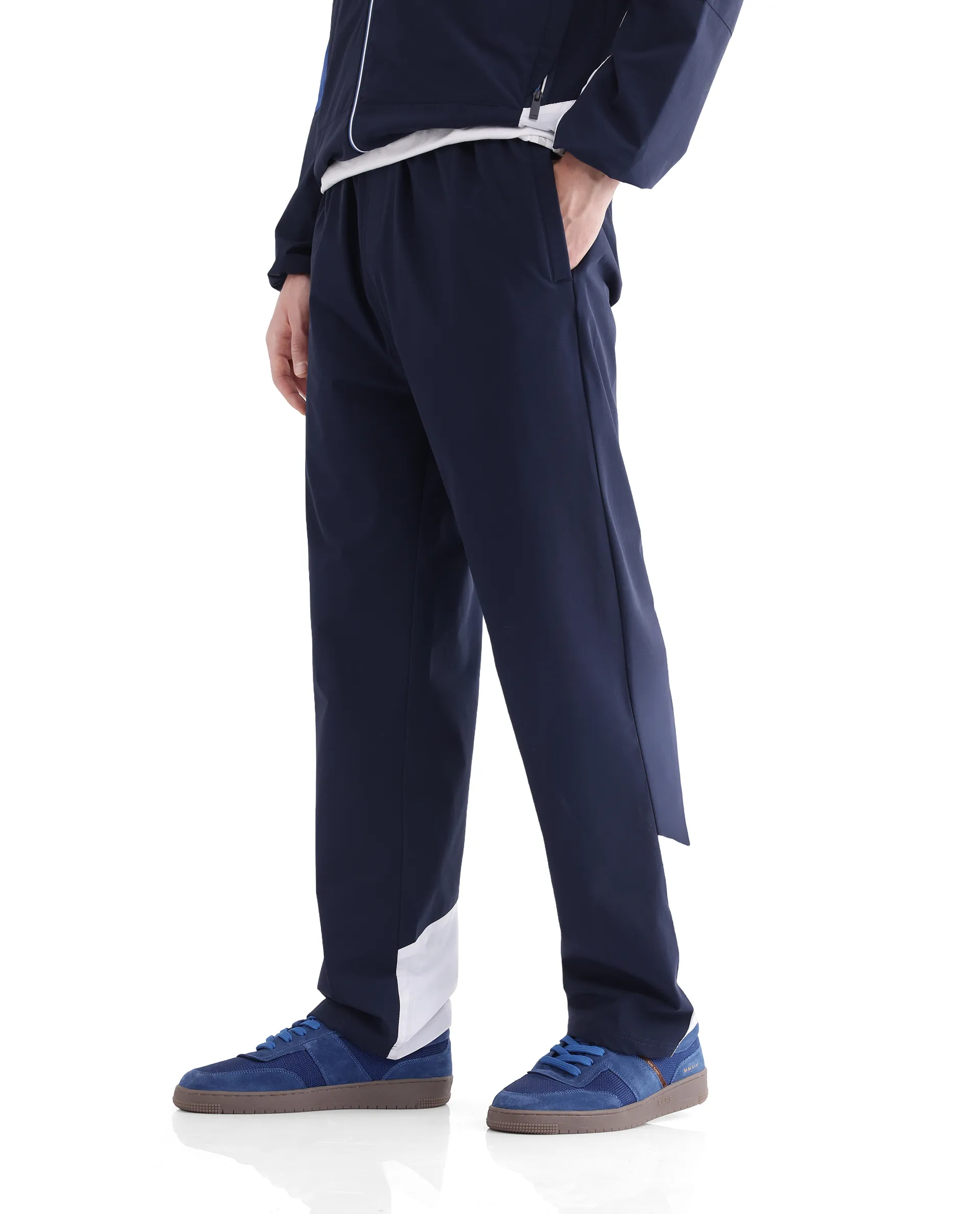 Rare Rabbit Men's Wando-B Dark Blue Polyester Cut And Sew Regular Fit Track Pant - Image 7